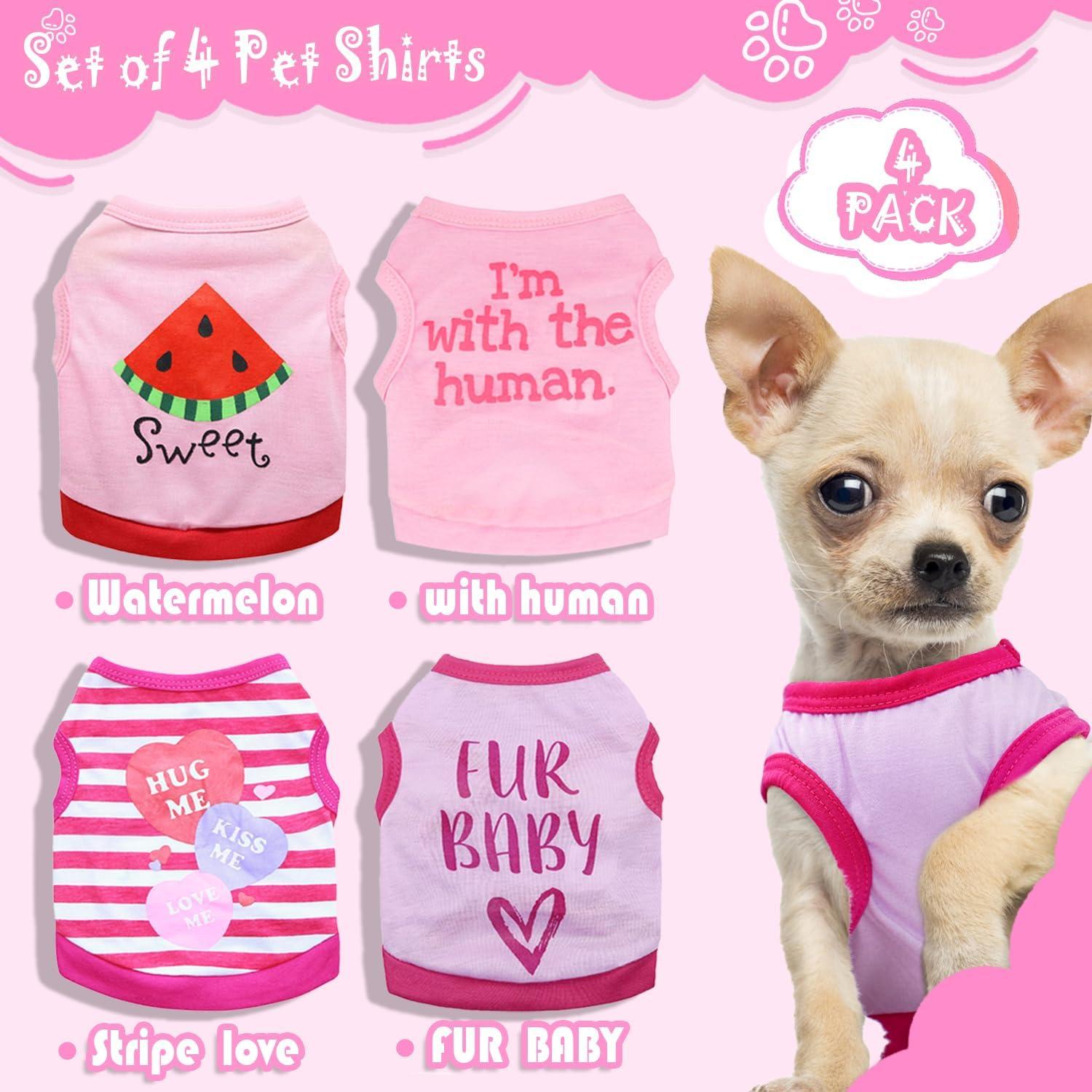 Conjunto Ropa para Perros Uswalnna 4 Piezas XXS Rosa