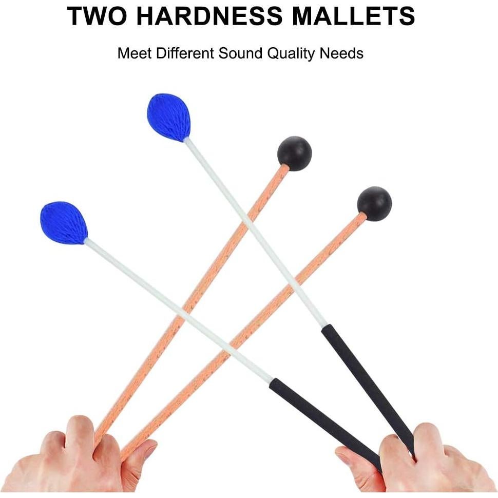 Mallets de Marimba YZNlife 2 Pares Hilo Duro y Caucho