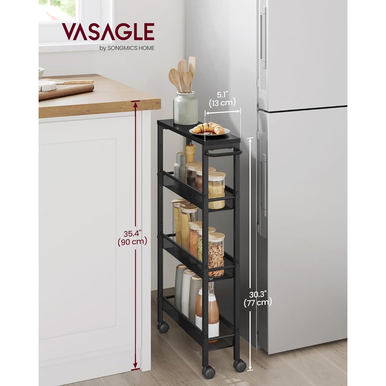 Carro Rodante Delgado VASAGLE 4 Niveles 13 cm Profundidad