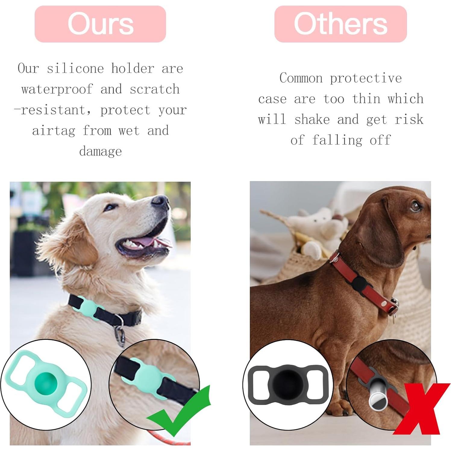 Soporte de Collar para AirTag PuppyDoggy - 2 Pack Pequeño Negro