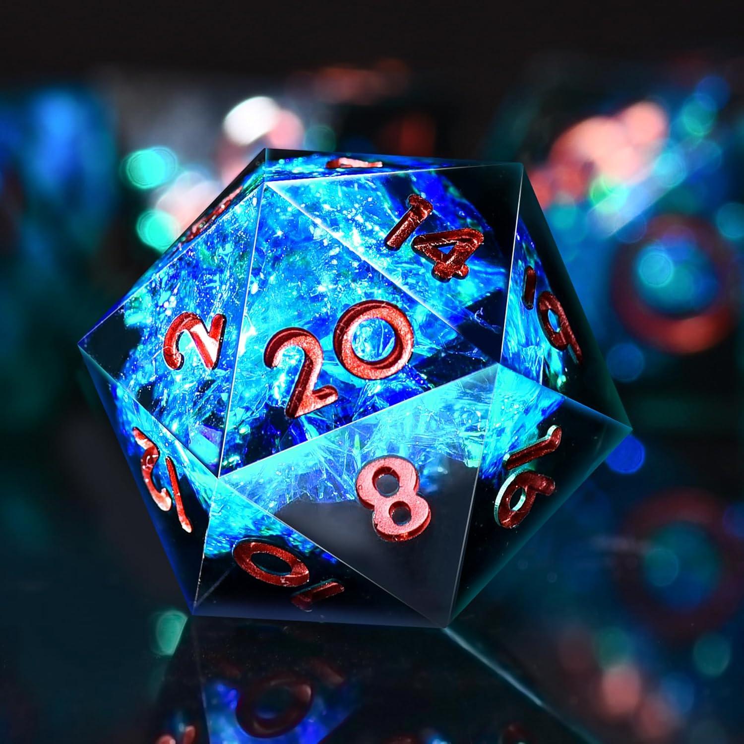 Juego de Dados DND AUSTOR 7 Caras Poliedricos Negro y Azul