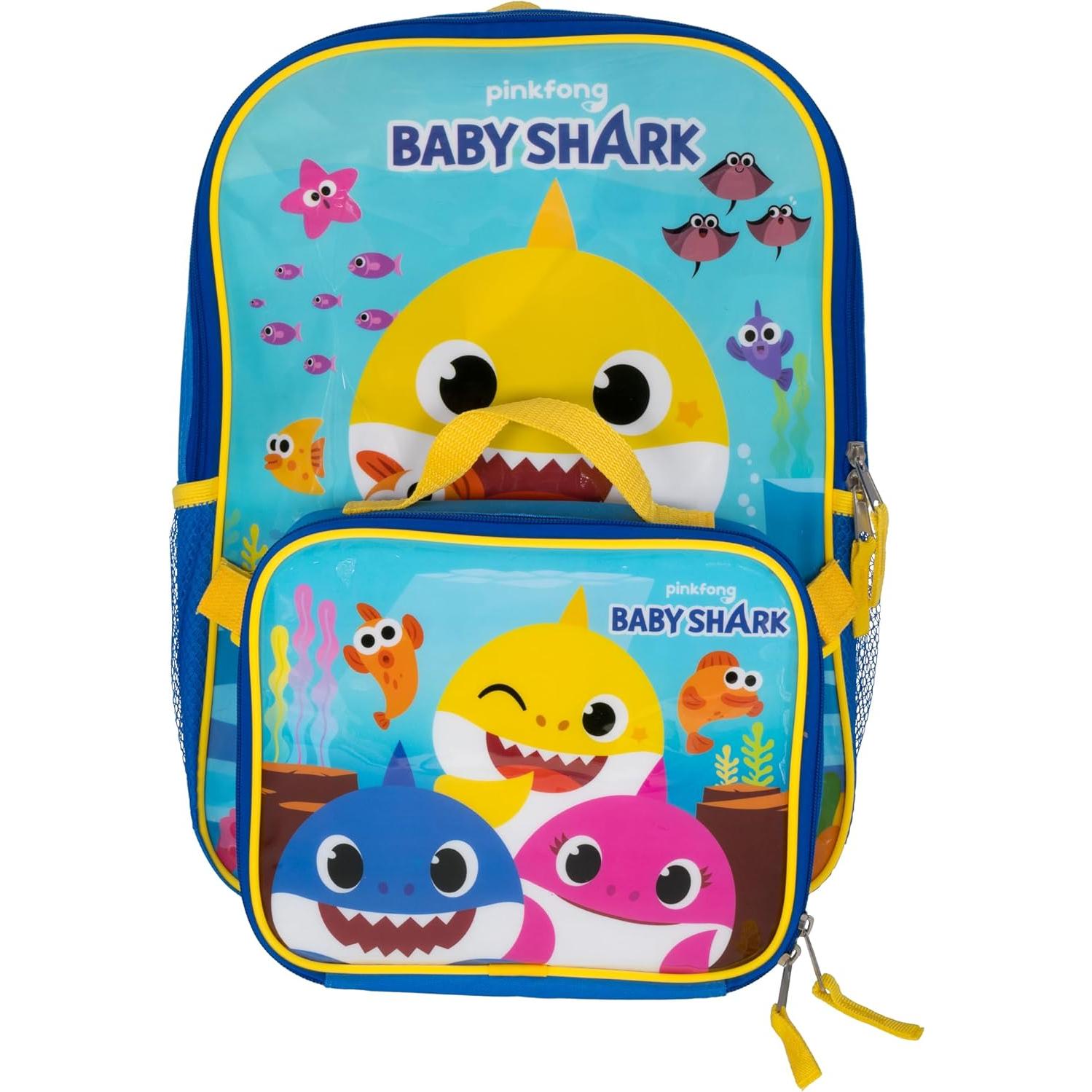 Mochila Escolar Baby Shark 16" + Lonchera Aislada Azul