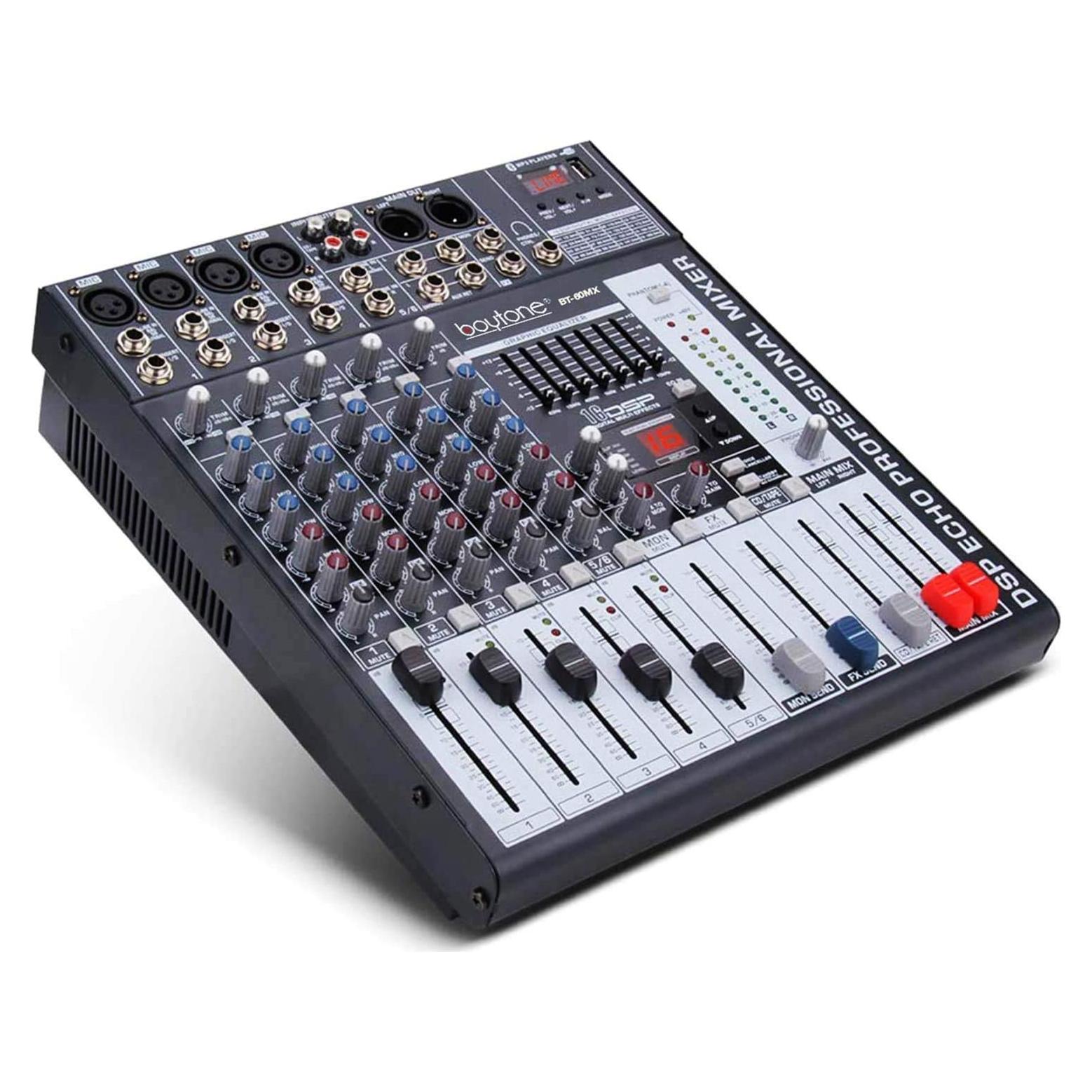 Mezclador de Audio Boytone BT-60MX 6 Canales Bluetooth