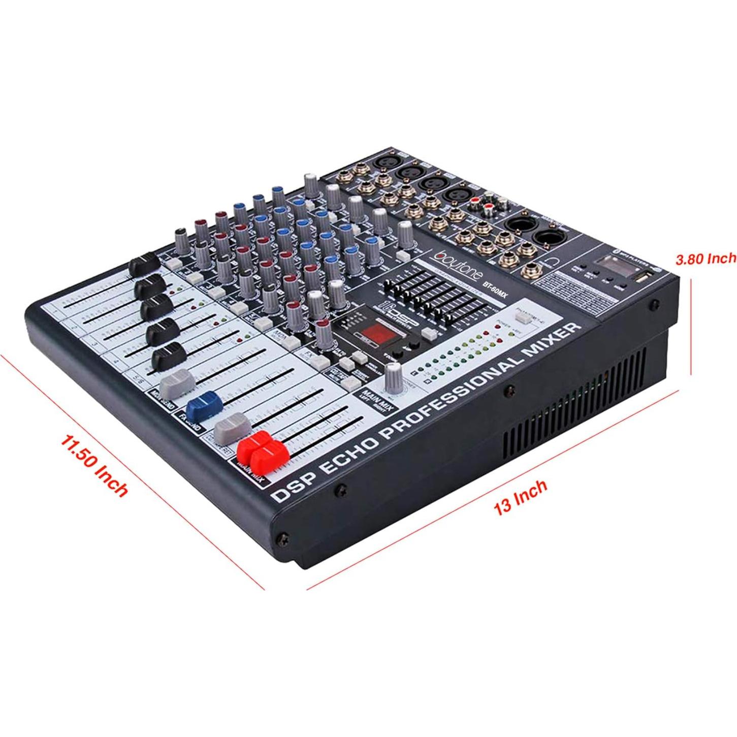 Mezclador de Audio Boytone BT-60MX 6 Canales Bluetooth