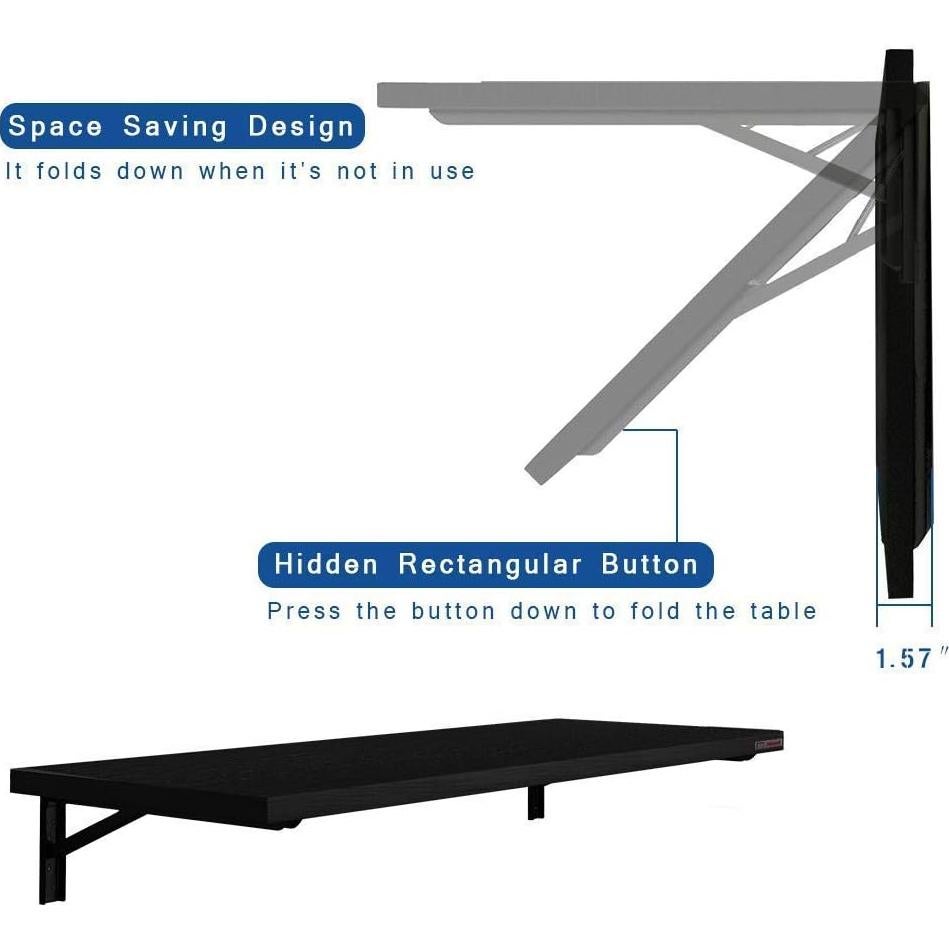 Mesa Plegable Montada en la Pared Necesita AC15CB 76x50cm Negra