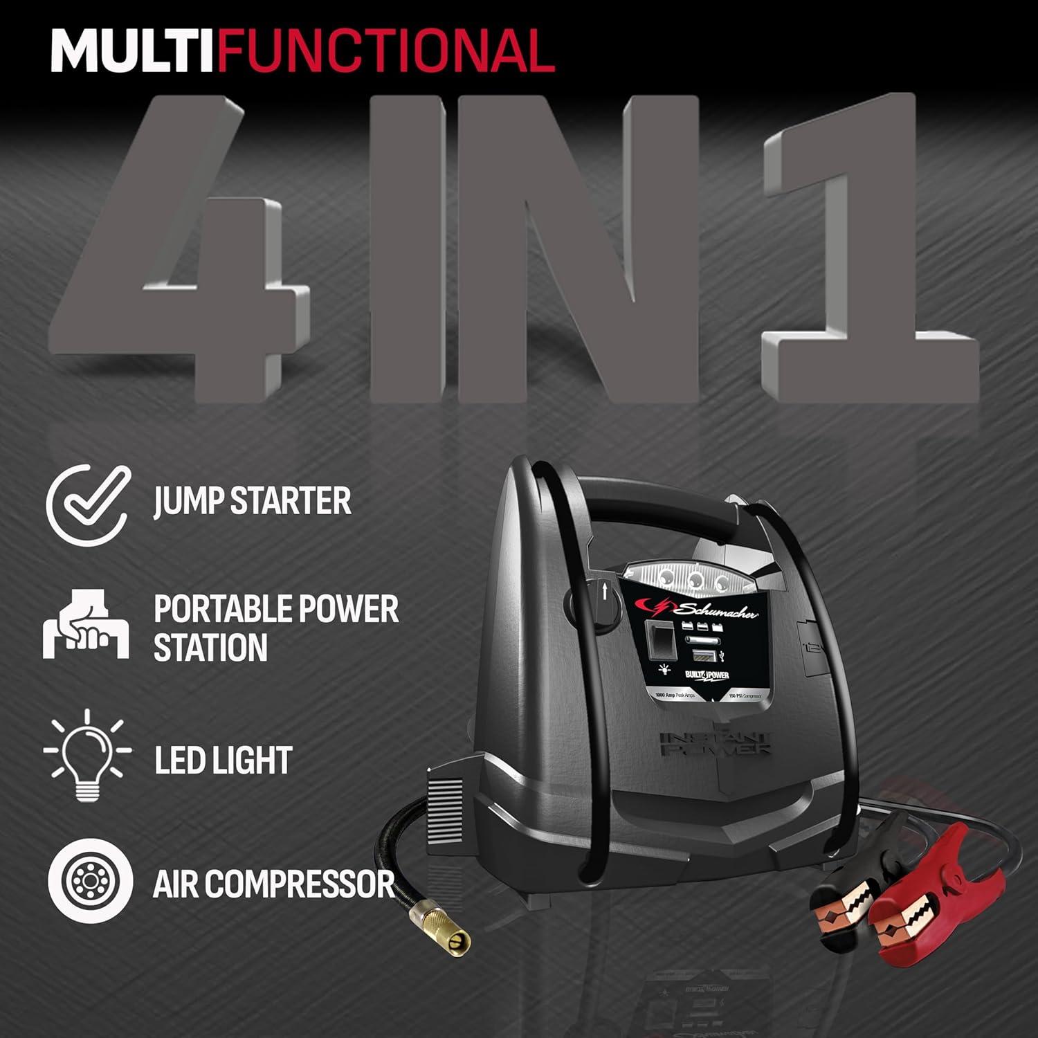 Arrancador 4 en 1 Schumacher SJ1330 1000A Compresor 150 PSI