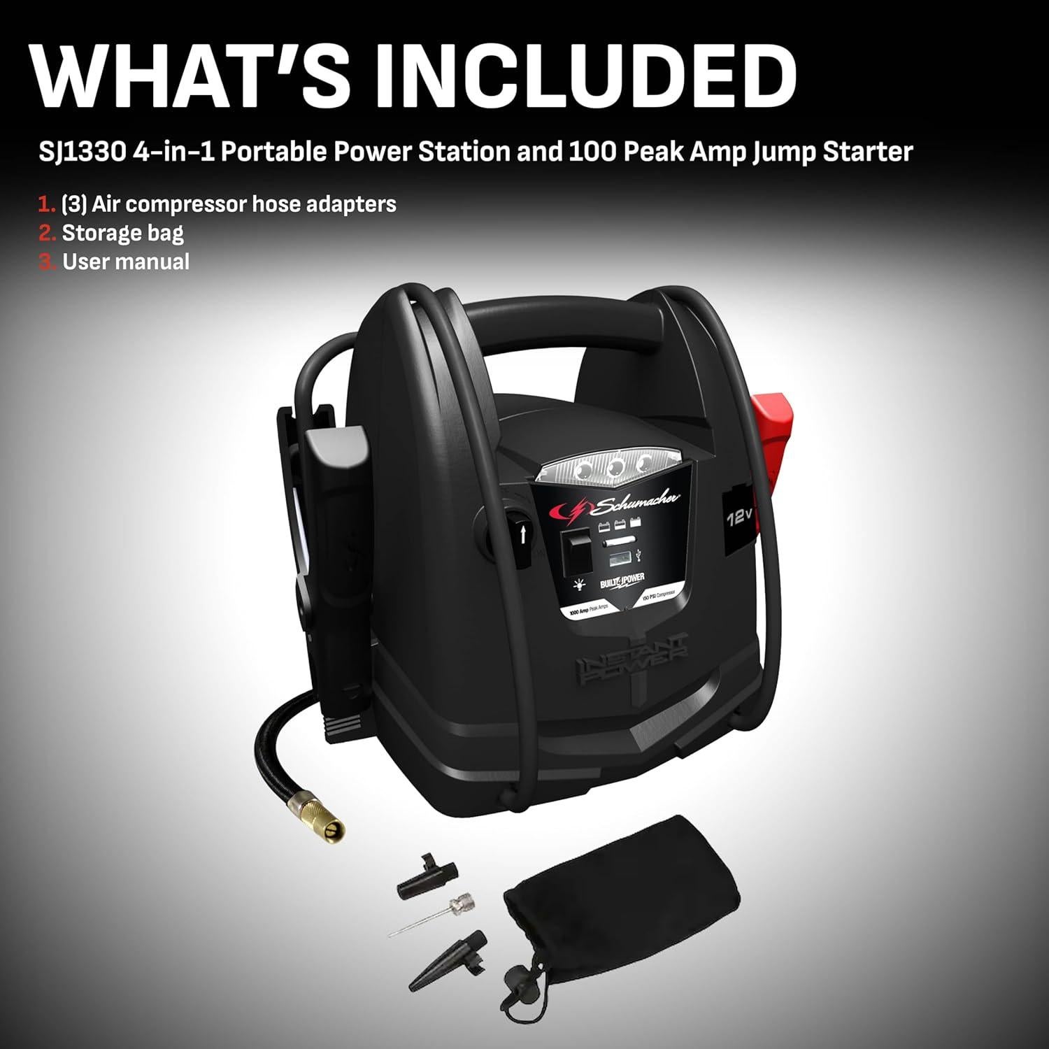 Arrancador 4 en 1 Schumacher SJ1330 1000A Compresor 150 PSI