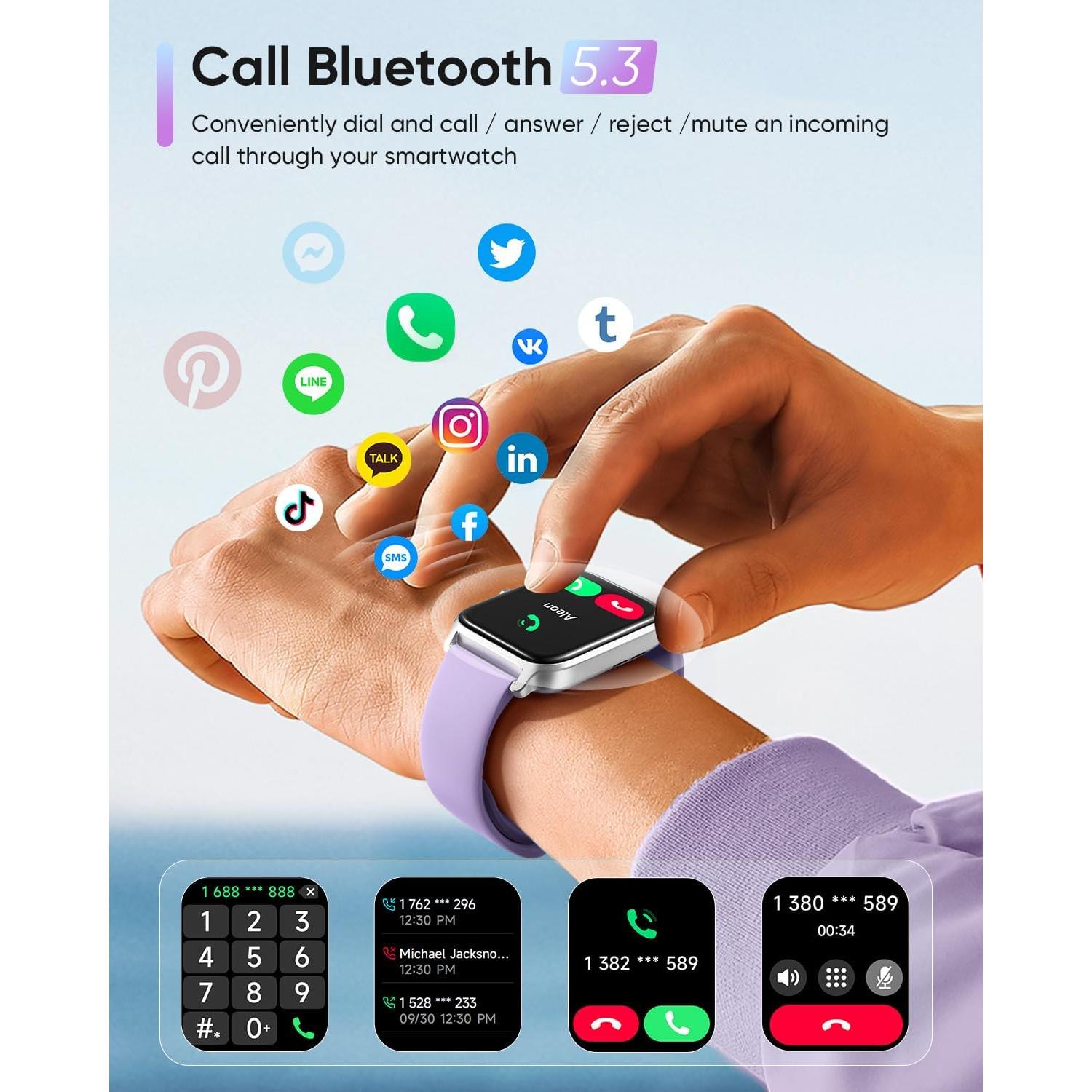 Reloj Inteligente Fitpolo 1.8" con Alexa y 105 Modos