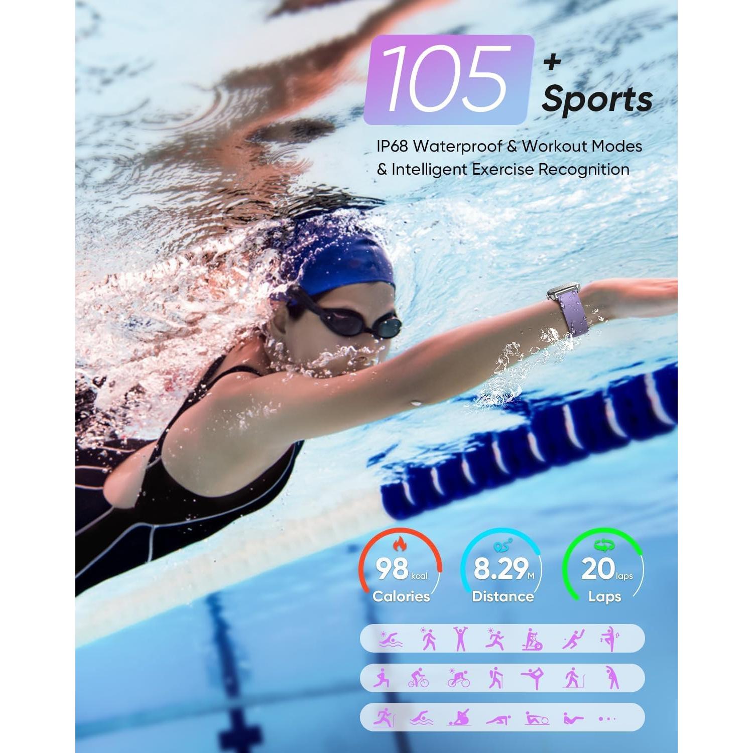 Reloj Inteligente Fitpolo 1.8" con Alexa y 105 Modos