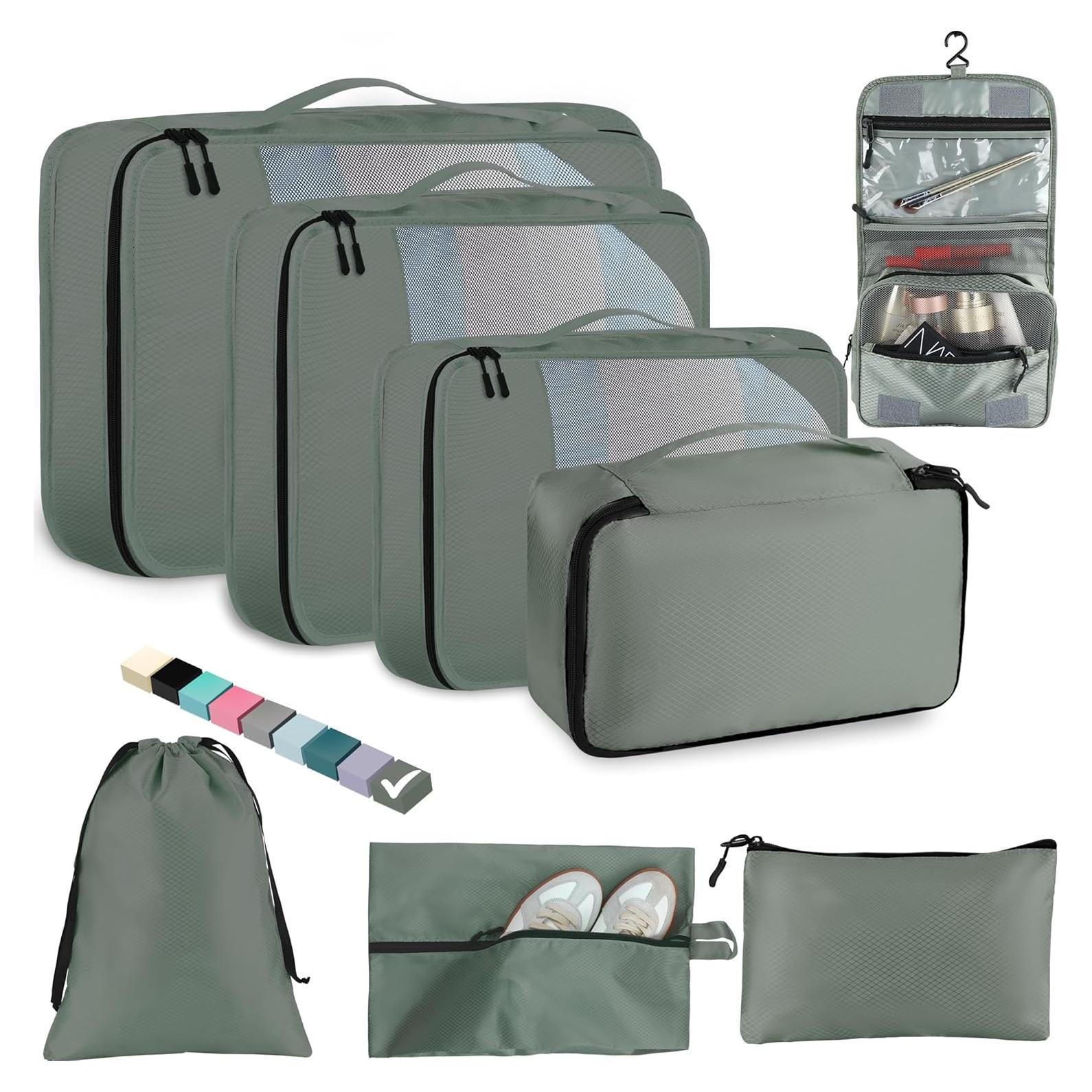 Set de 8 Cubos de Empaque Toncoke Verde Aguacate para Viaje