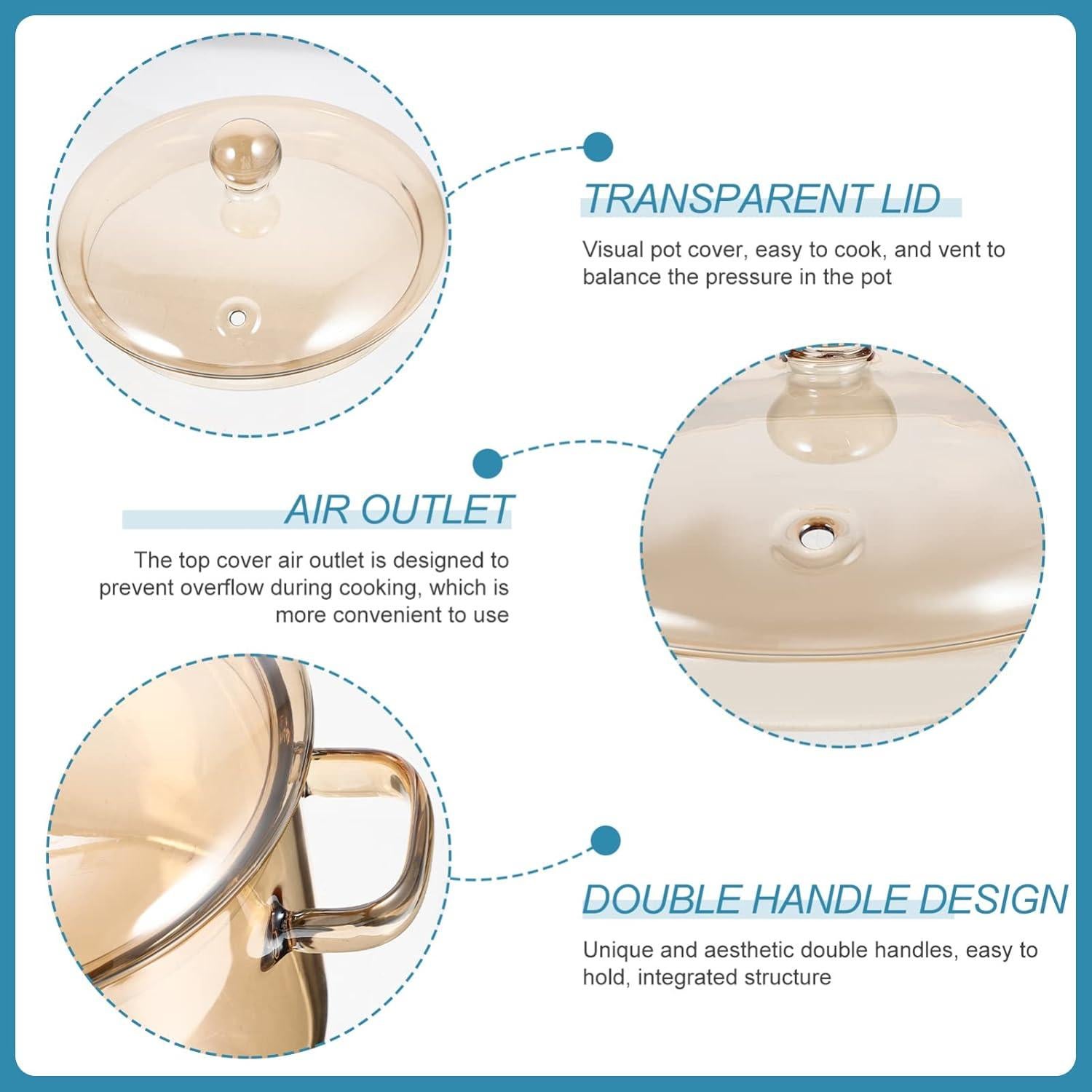 Olla de Vidrio Borosilicato Vaguelly 1500ml con Tapa