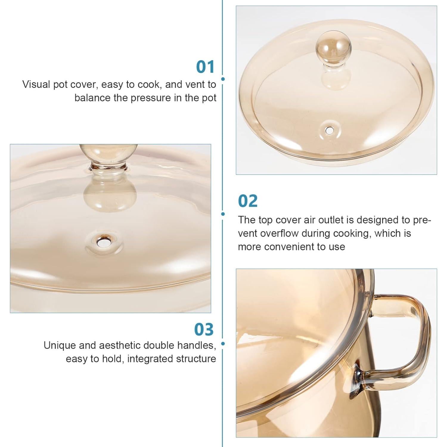 Olla de Vidrio Borosilicato Vaguelly 1500ml con Tapa