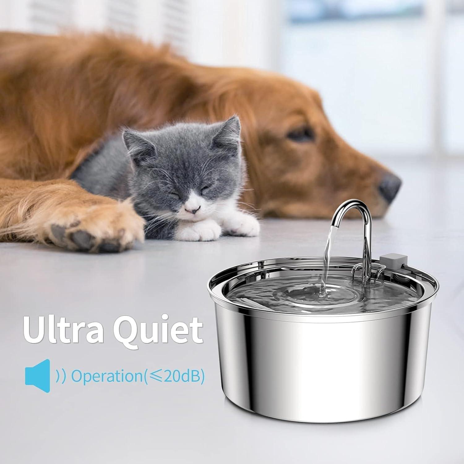 Fuente de Agua para Gatos Tomxcute 3.2L Acero Inoxidable + 8 Filtros