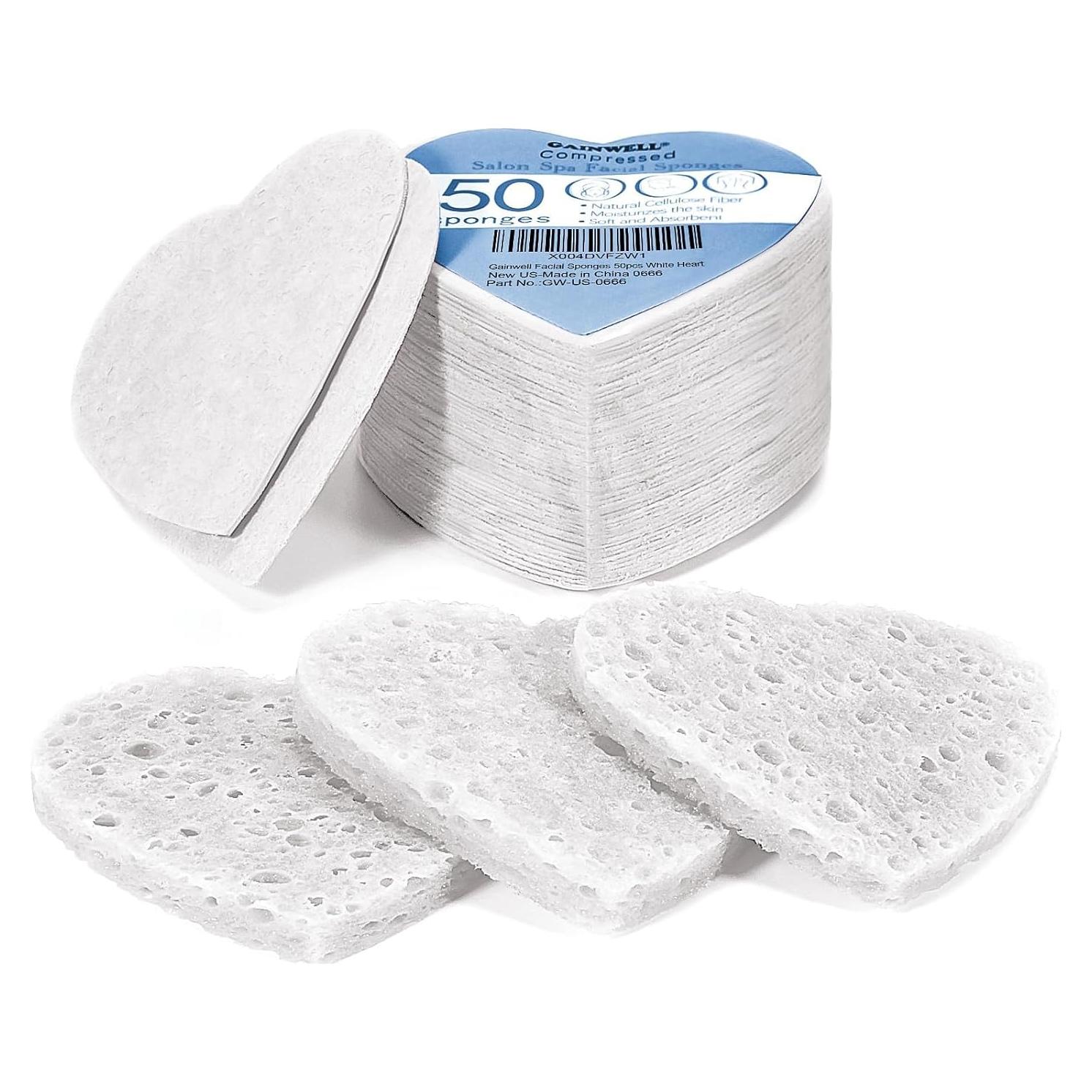 Esponjas Faciales Comprimidas Gainwell - 50 Piezas Corazón