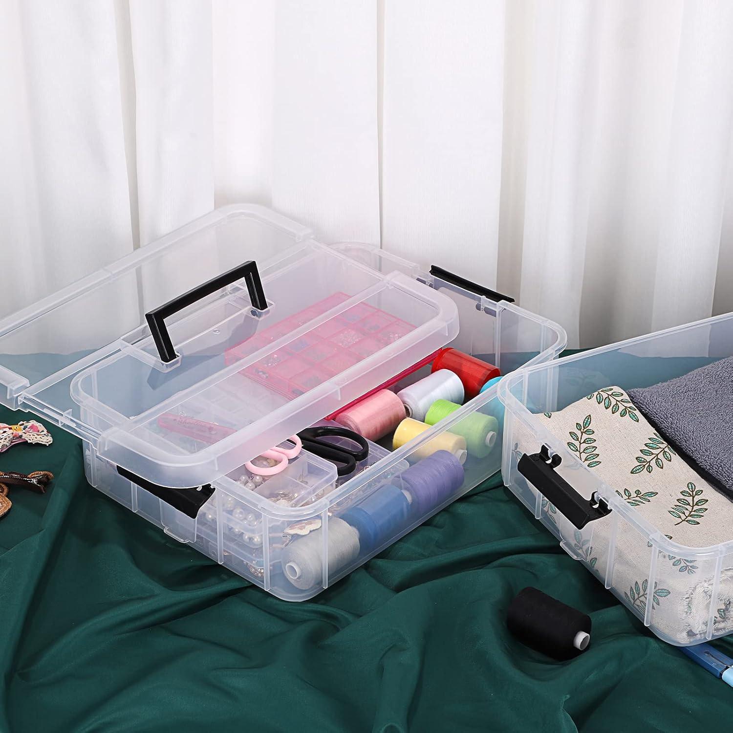 Caja de Almacenamiento Apilable JUXYES 2 Niveles 2L Transparente