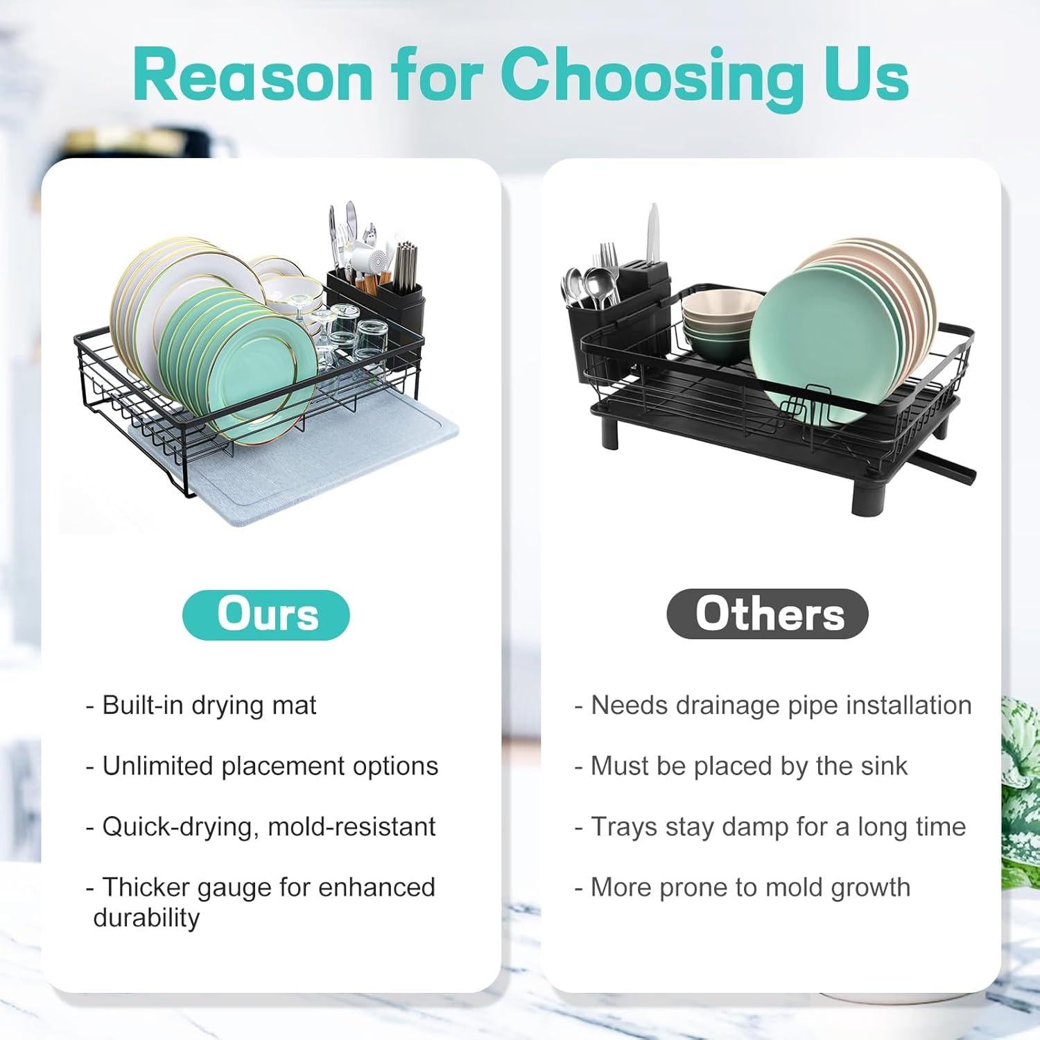 Escurridor de Platos VABNEER con Alfombrilla de Secado Rápido