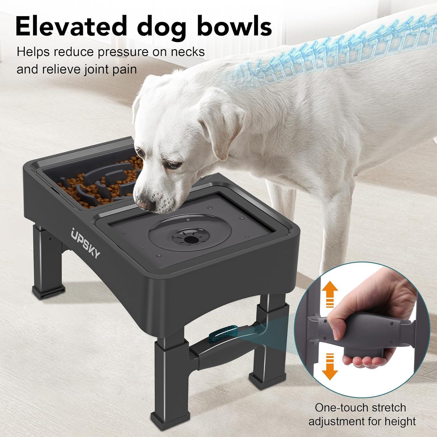 Cuenco Elevado 2-en-1 UPSKY para Perros Ajustable Negro