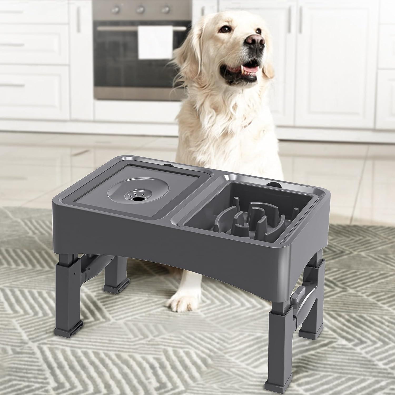 Cuenco Elevado 2-en-1 UPSKY para Perros Ajustable Negro