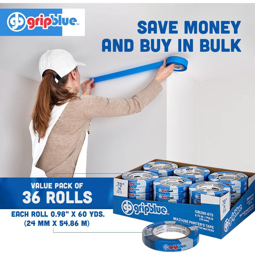 Cinta de Pintor Azul GripBlue 19 mm - 36 Rollos, Multiusos