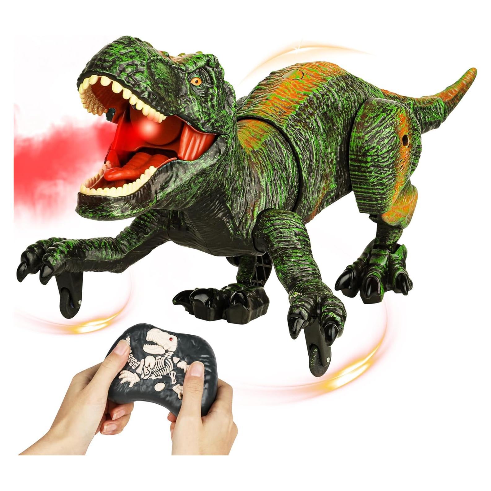 Dinosaurio Robot RC Flybakiz Verde 27.5cm con Rocío y Luz