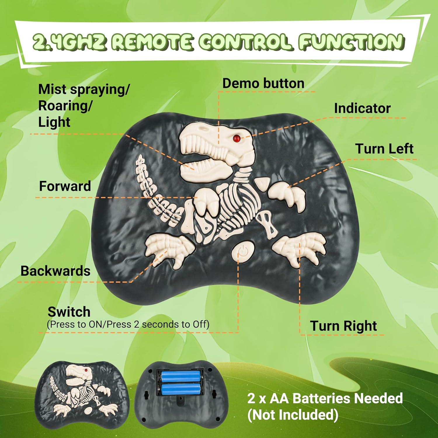 Dinosaurio Robot RC Flybakiz Verde 27.5cm con Rocío y Luz