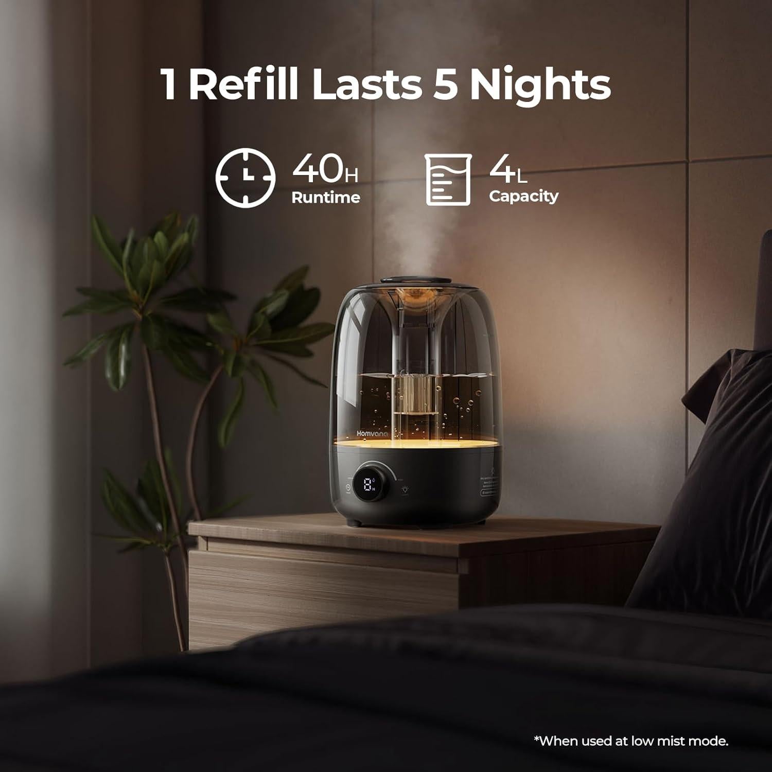 Humidificador Homvana 4L Difusor de Aroma para Dormitorio