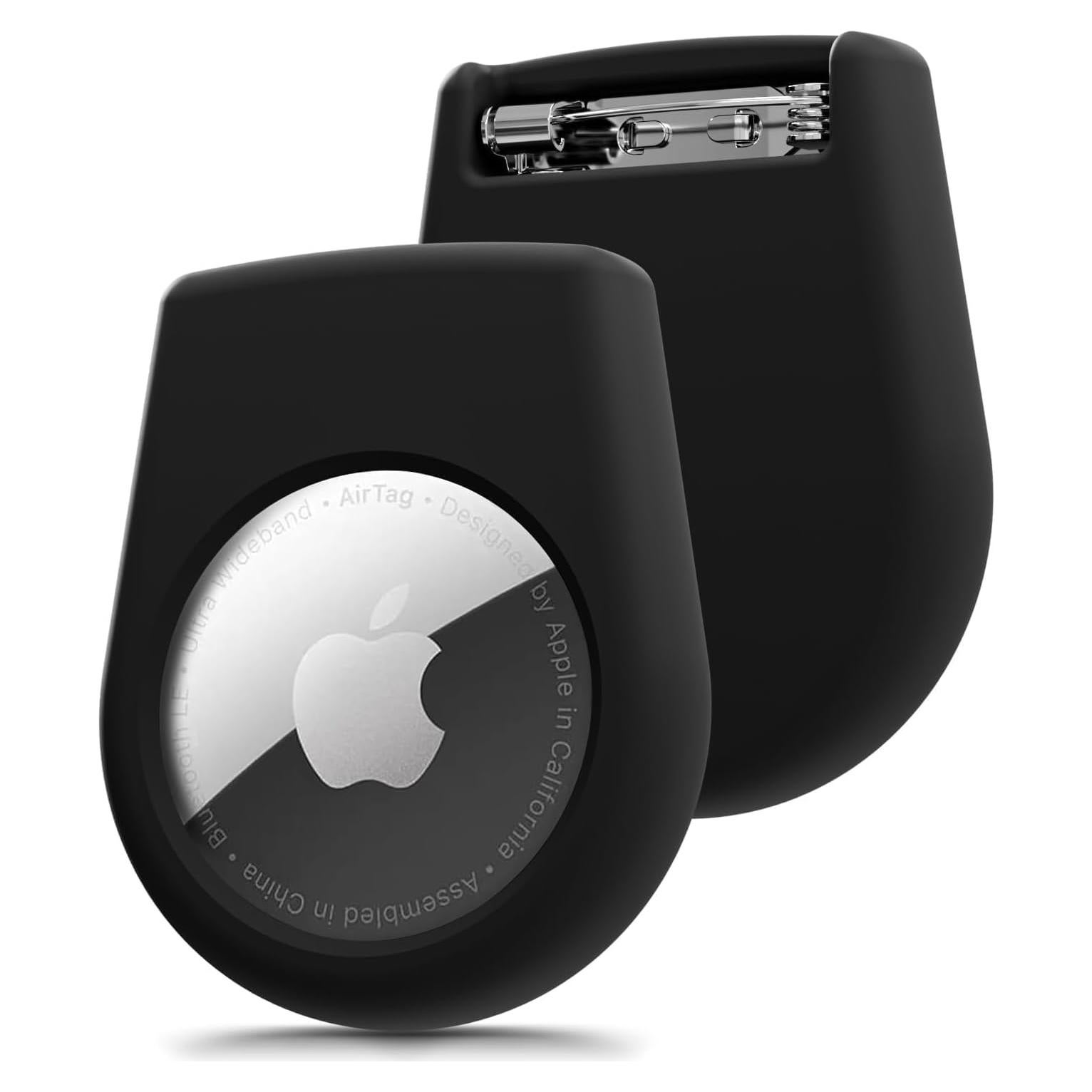 for Air Tags-1 Pack Hidden Case, for Airtag Holder for Kids Hidden with Invisible Pin, GPS Tracker Case, Anti Lost, Luggage, Clothing, Black