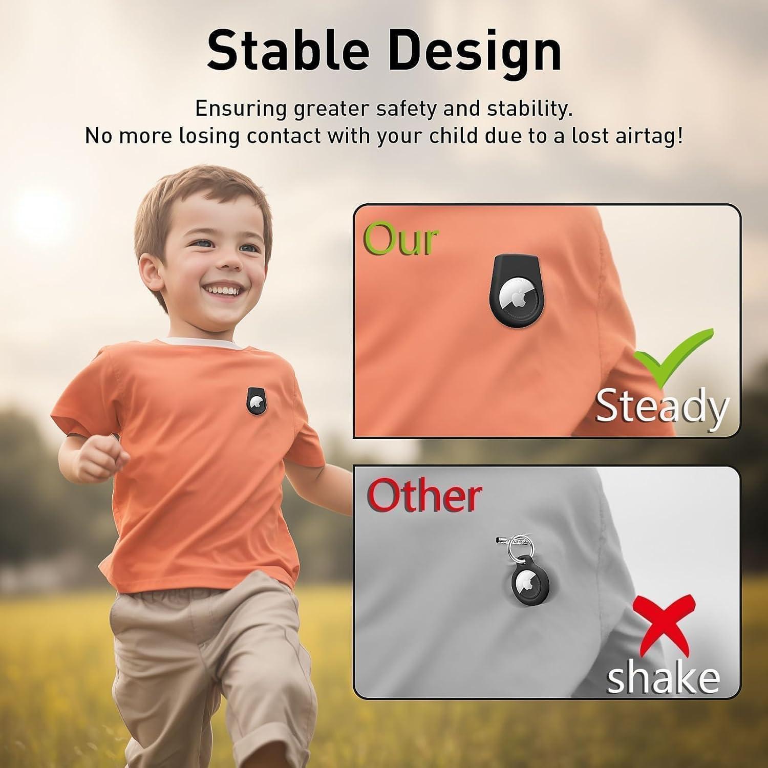 for Air Tags-1 Pack Hidden Case, for Airtag Holder for Kids Hidden with Invisible Pin, GPS Tracker Case, Anti Lost, Luggage, Clothing, Black