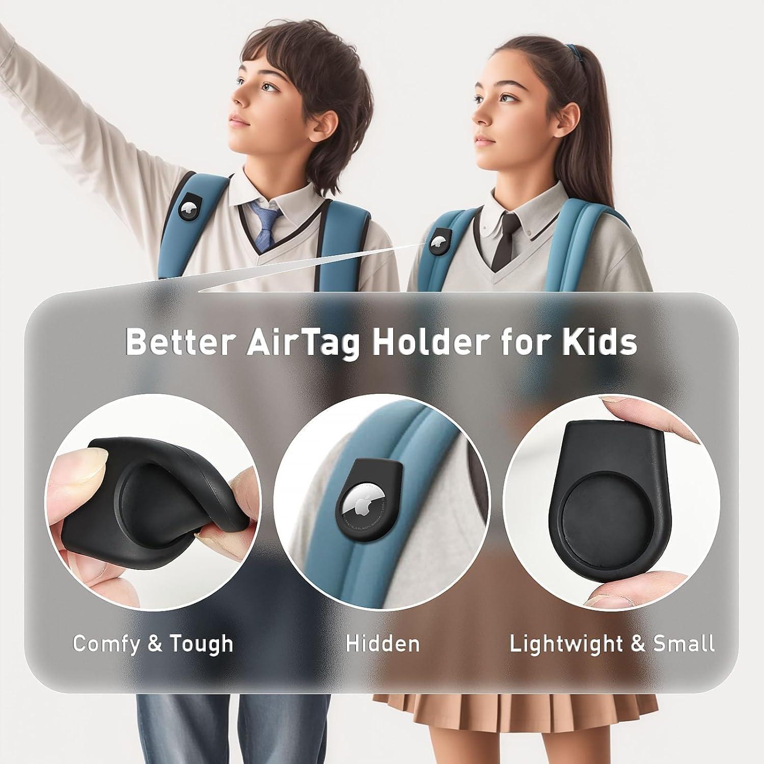for Air Tags-1 Pack Hidden Case, for Airtag Holder for Kids Hidden with Invisible Pin, GPS Tracker Case, Anti Lost, Luggage, Clothing, Black