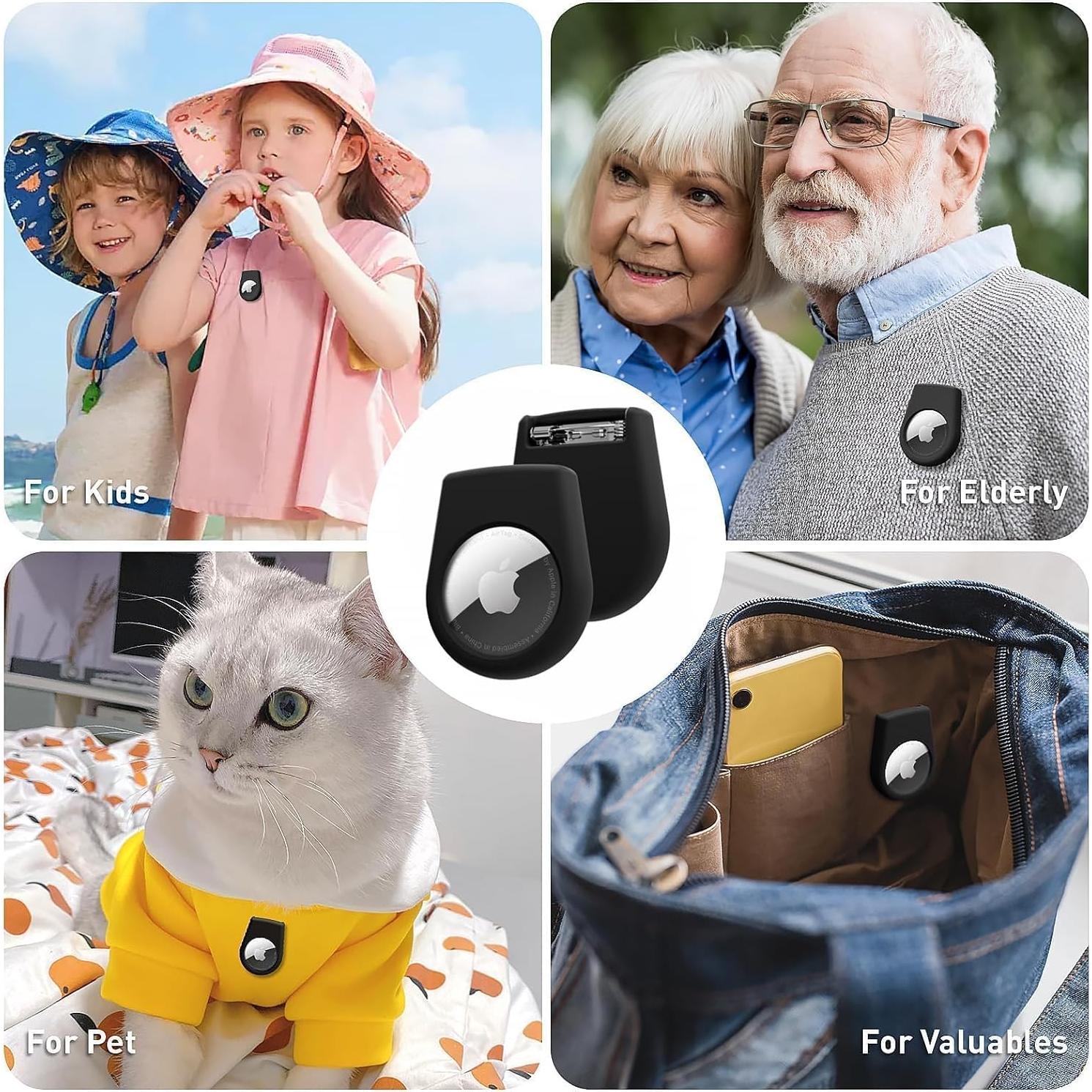 for Air Tags-1 Pack Hidden Case, for Airtag Holder for Kids Hidden with Invisible Pin, GPS Tracker Case, Anti Lost, Luggage, Clothing, Black