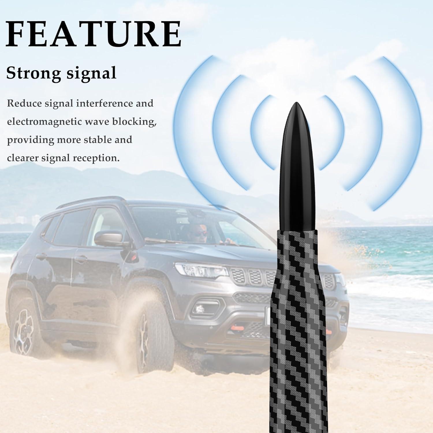 Antena de Bala Turcee para Coche Fibra de Carbono Negra
