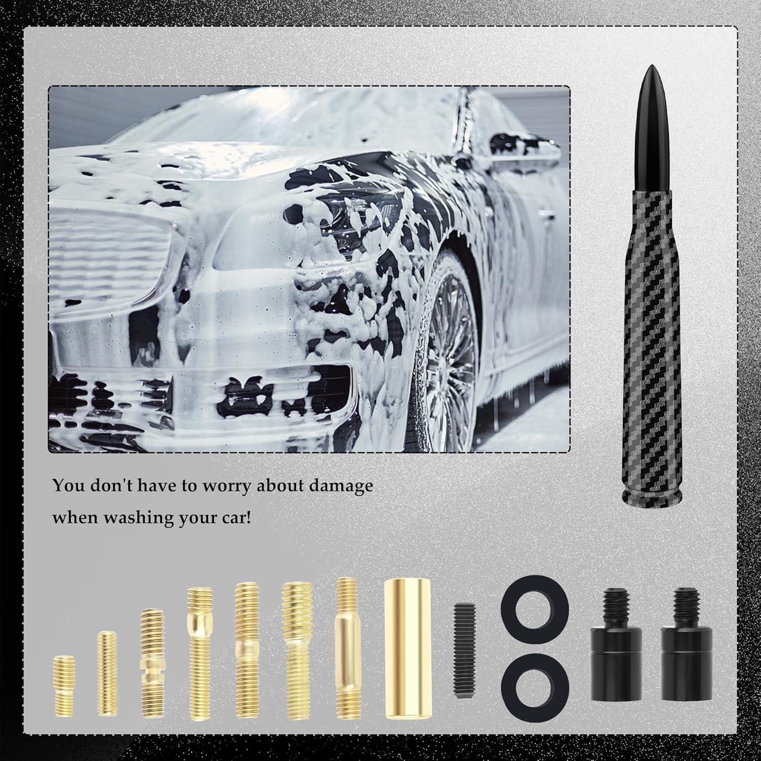 Antena de Bala Turcee para Coche Fibra de Carbono Negra