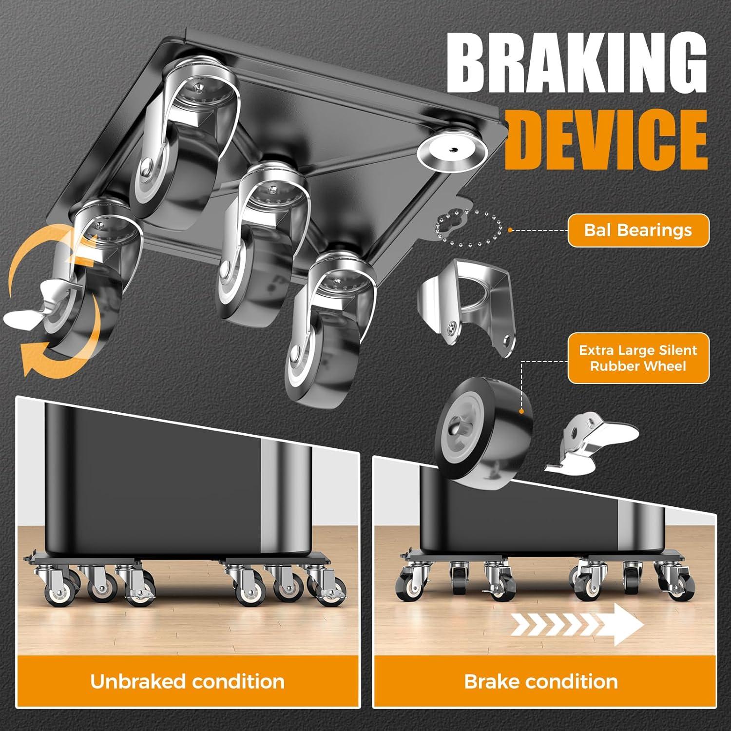 Furniture Dolly,Furniture Mover Pro Set,Furniture Lifter with 5 360° Rotatable Rubber Universal Wheels，Carbon Steel Panel Furniture Movers，Maximum Load 2000LBS. (Black, 6.4)