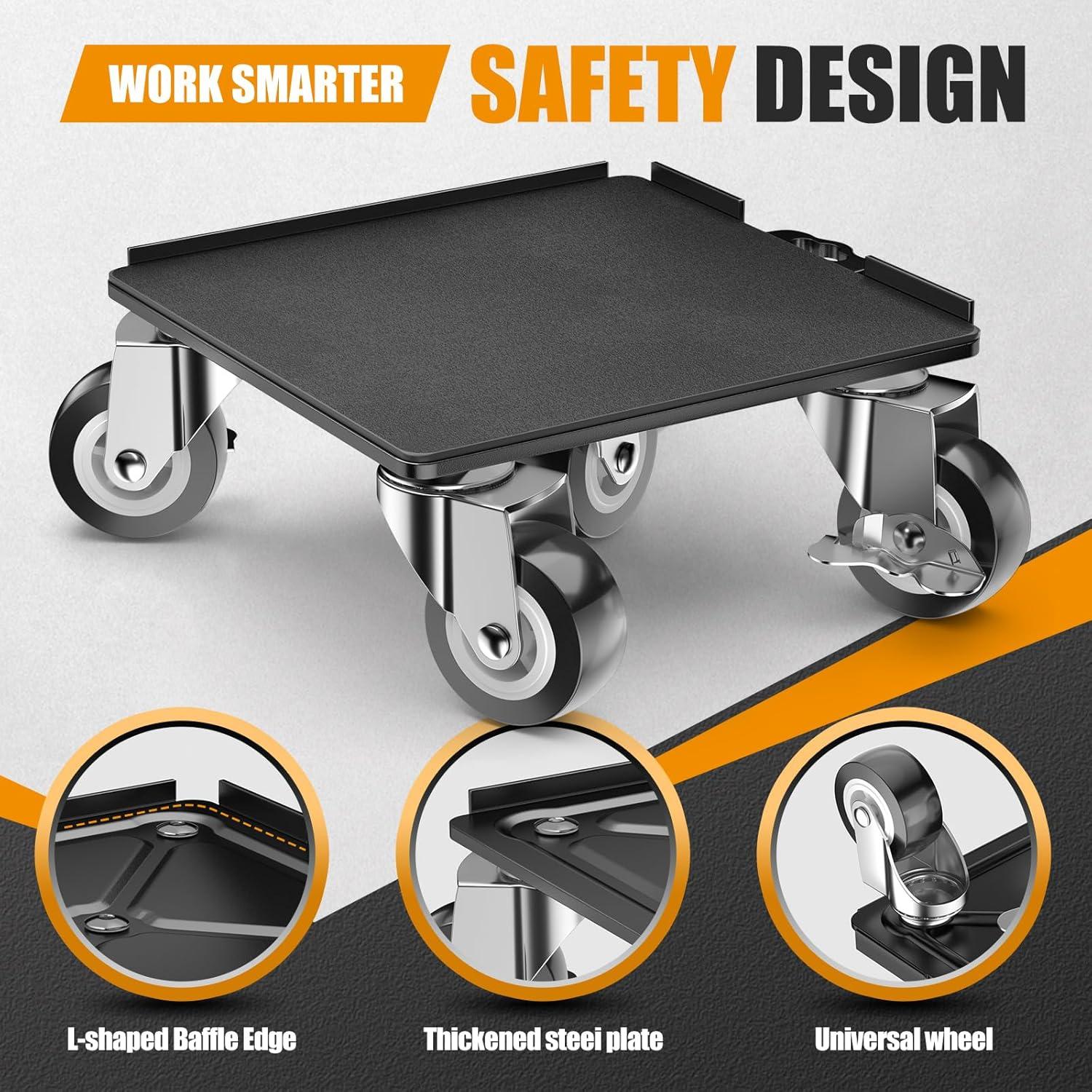 Furniture Dolly,Furniture Mover Pro Set,Furniture Lifter with 5 360° Rotatable Rubber Universal Wheels，Carbon Steel Panel Furniture Movers，Maximum Load 2000LBS. (Black, 6.4)