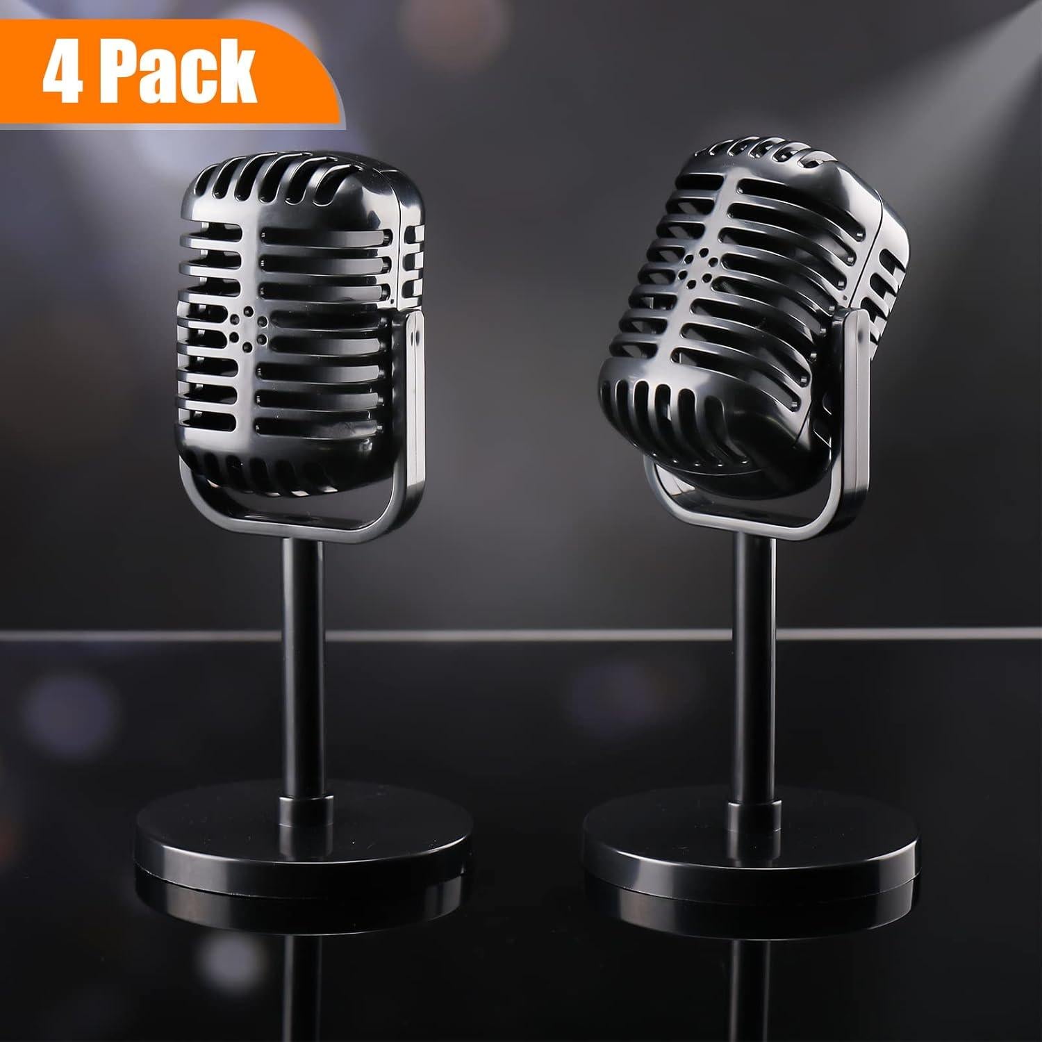 Zubebe 4 Piezas Micrófono Retro Falso Decoración Vintage