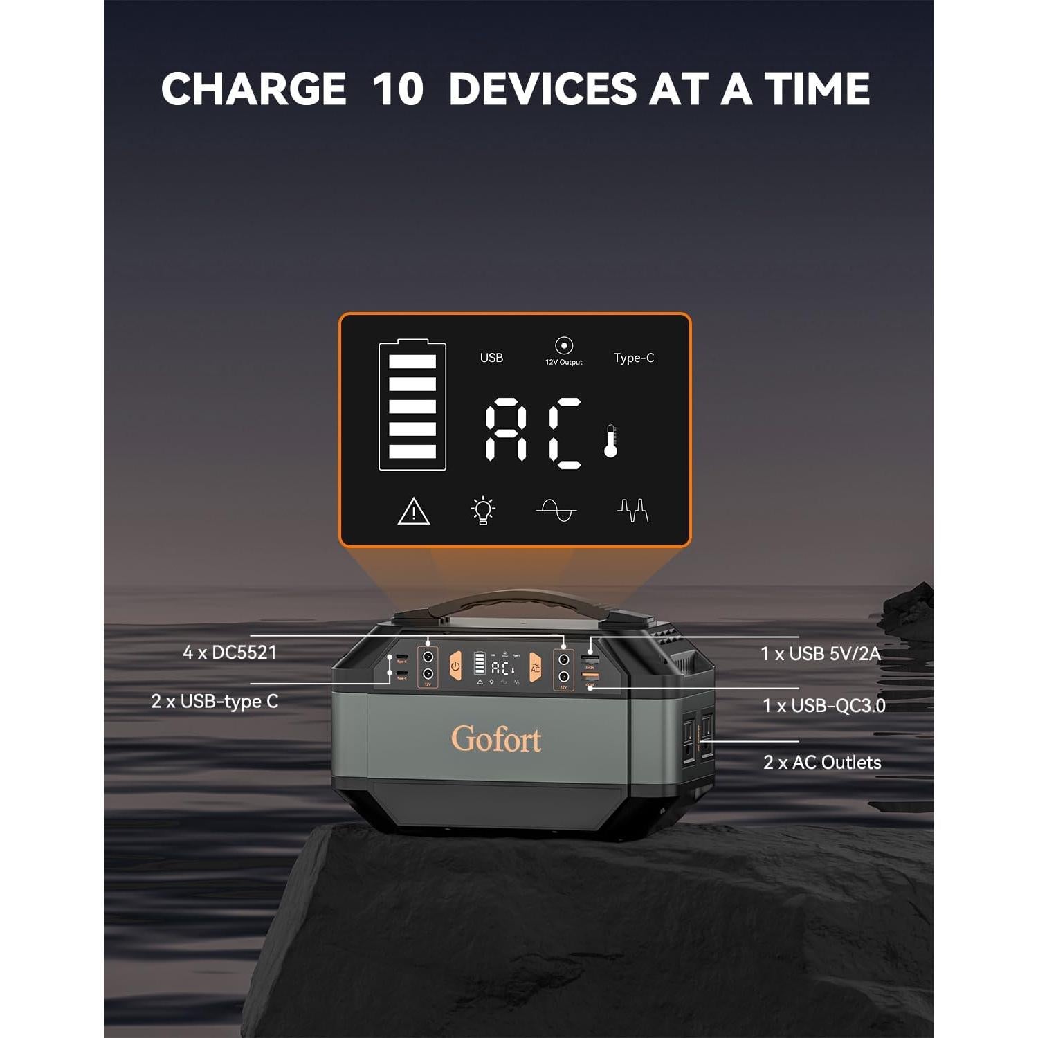 Estación de Energía Portátil GOFORT 330W 299Wh para Camping