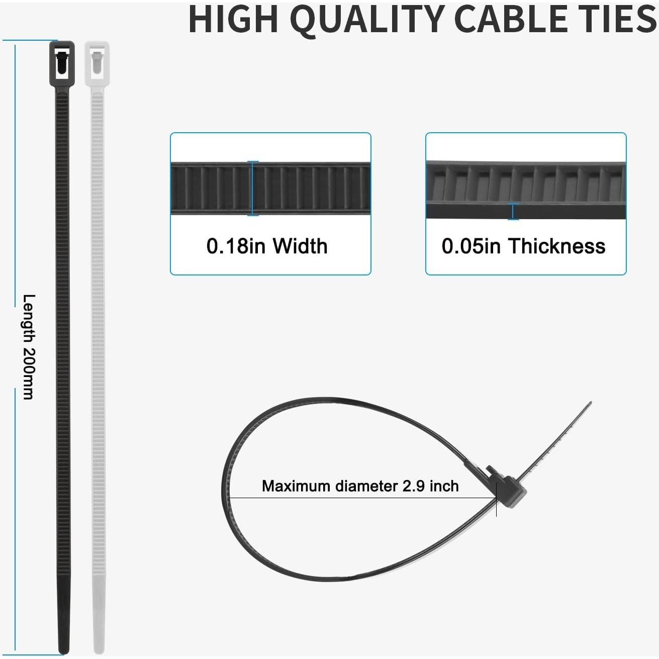 Ataduras de Cierre Reutilizables Armpow 20 cm 1000PCS Negras