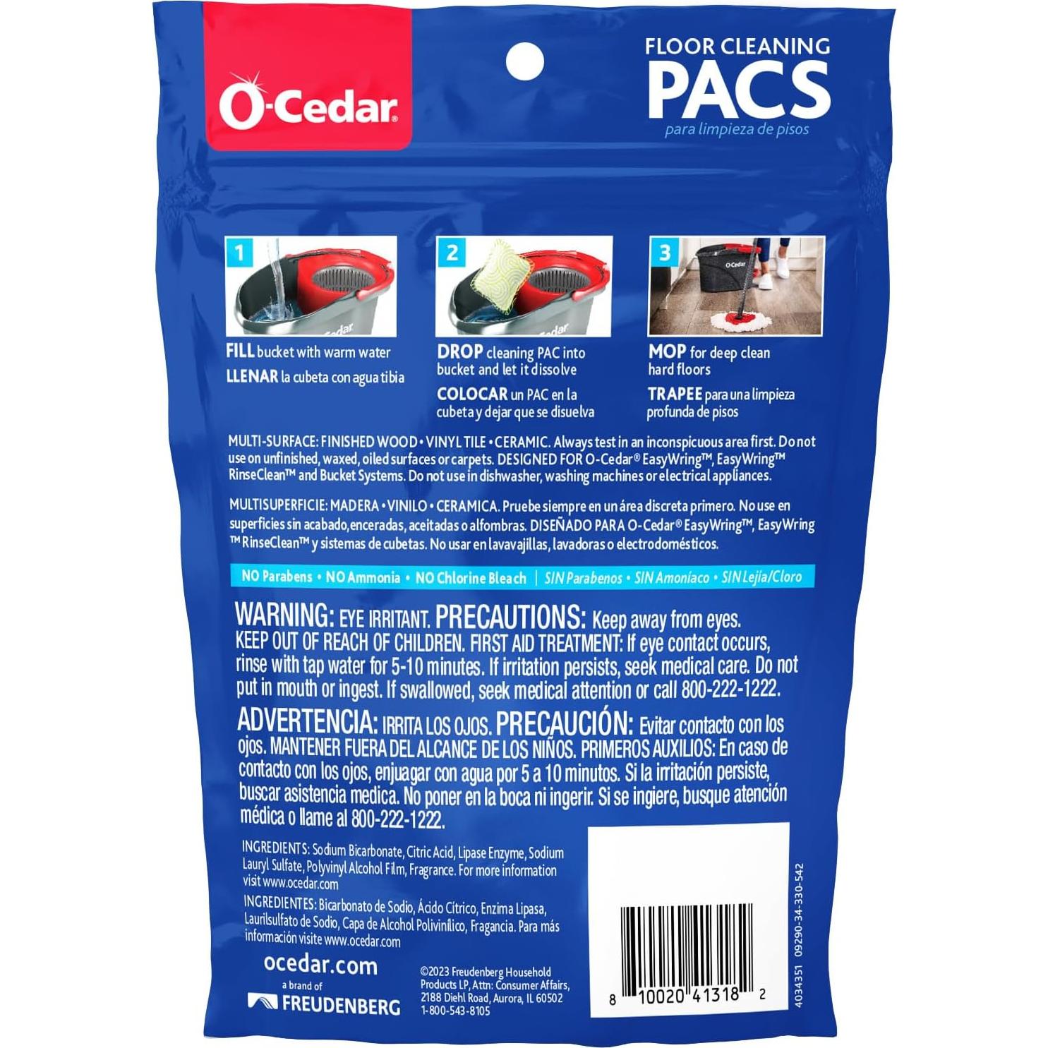 Limpiador de Suelos Duros O-Cedar PACS 10 Unidades Aroma Cítrico