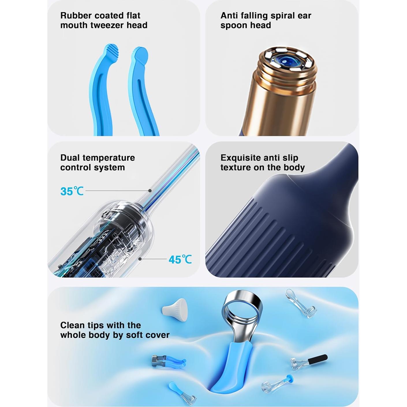 BEBIRD Earsight Plus Kit Limpiador de Cerumen HD WiFi Azul