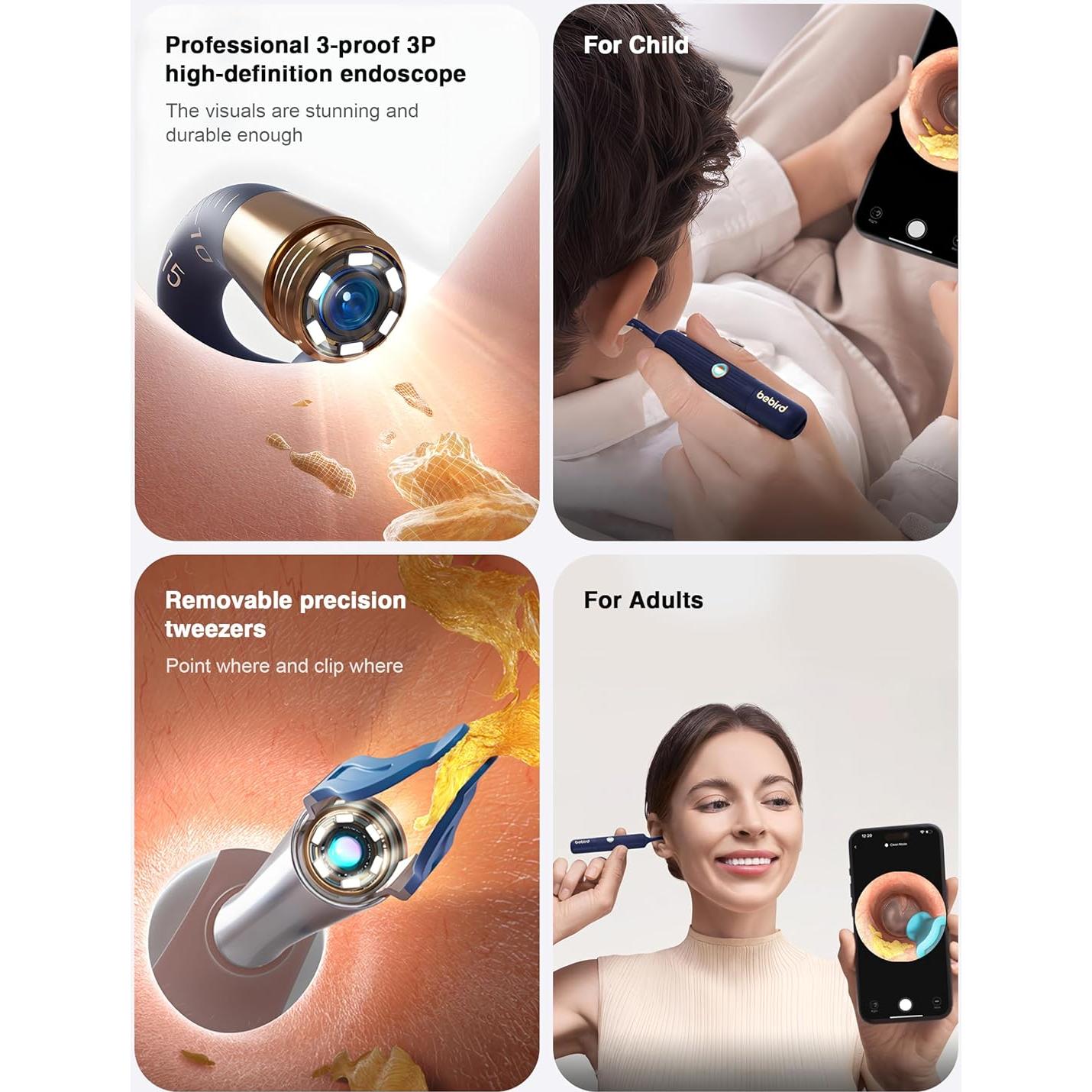 BEBIRD Earsight Plus Kit Limpiador de Cerumen HD WiFi Azul