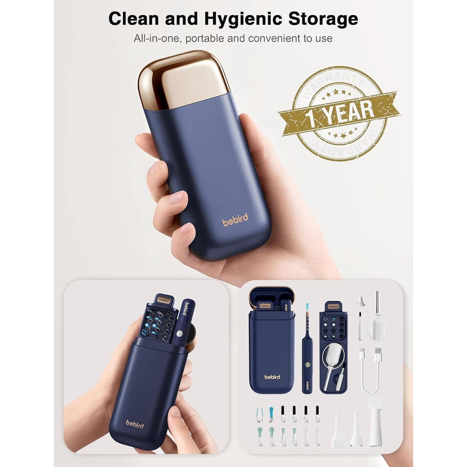 BEBIRD Earsight Plus Kit Limpiador de Cerumen HD WiFi Azul