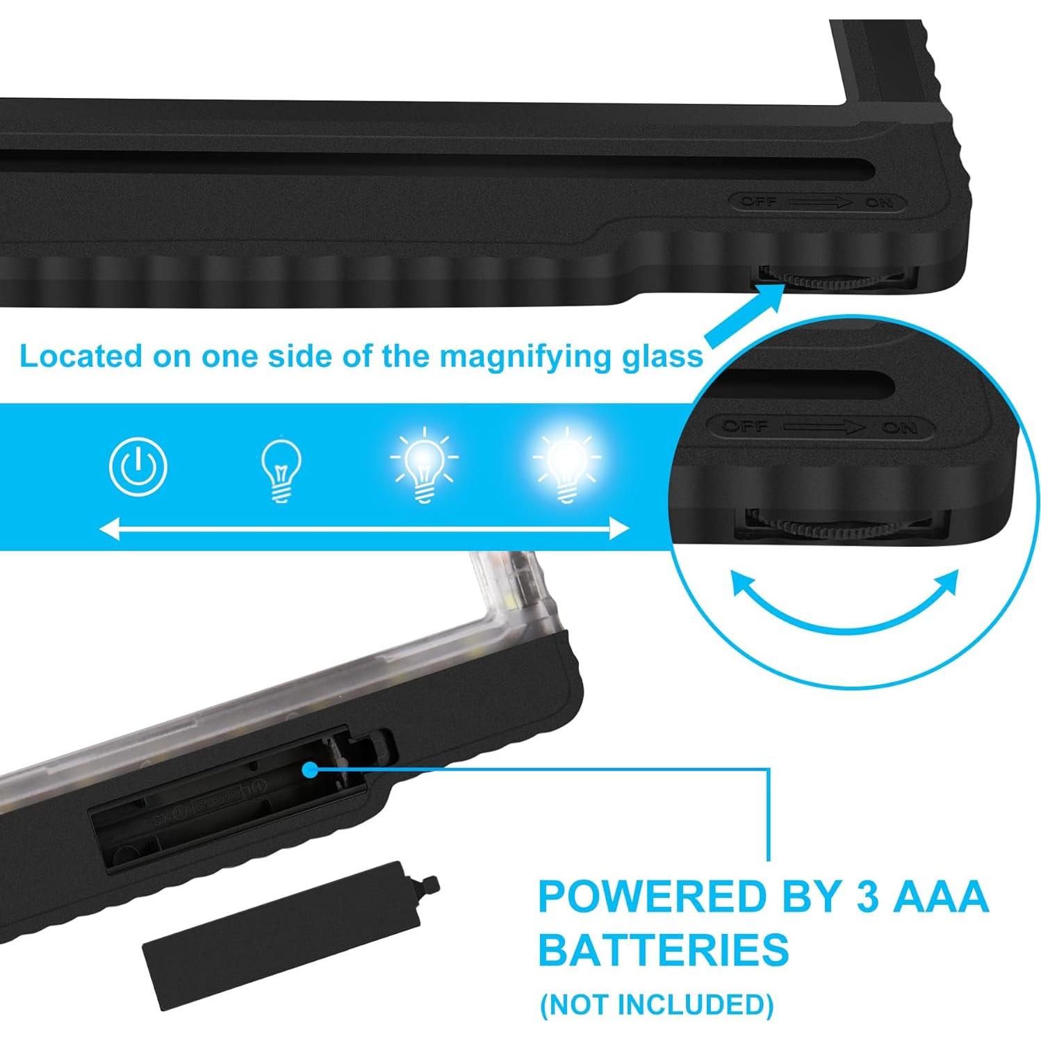 Lupa de Mano Libre JUOIFIP 5X con Luz LED Ajustable