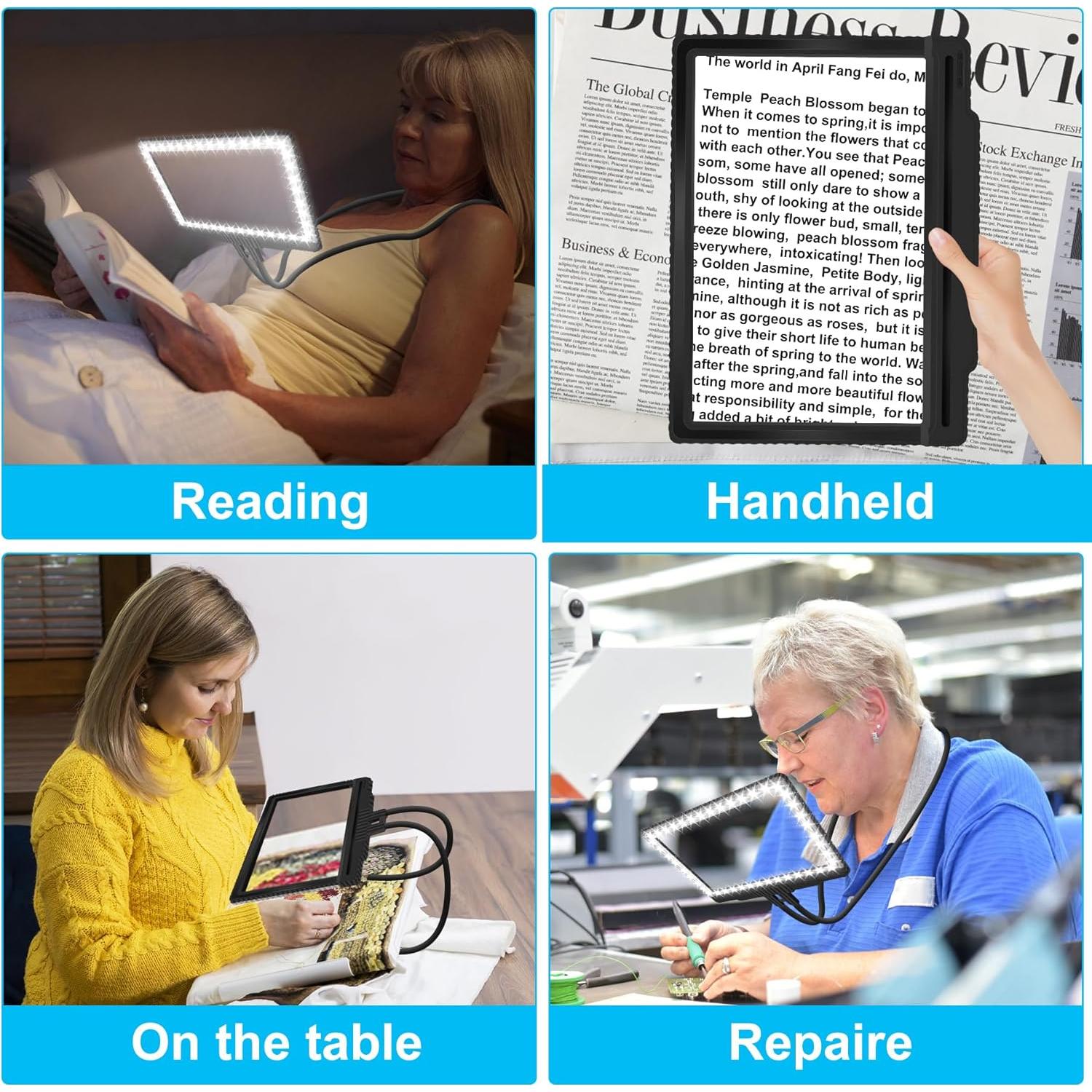 Lupa de Mano Libre JUOIFIP 5X con Luz LED Ajustable