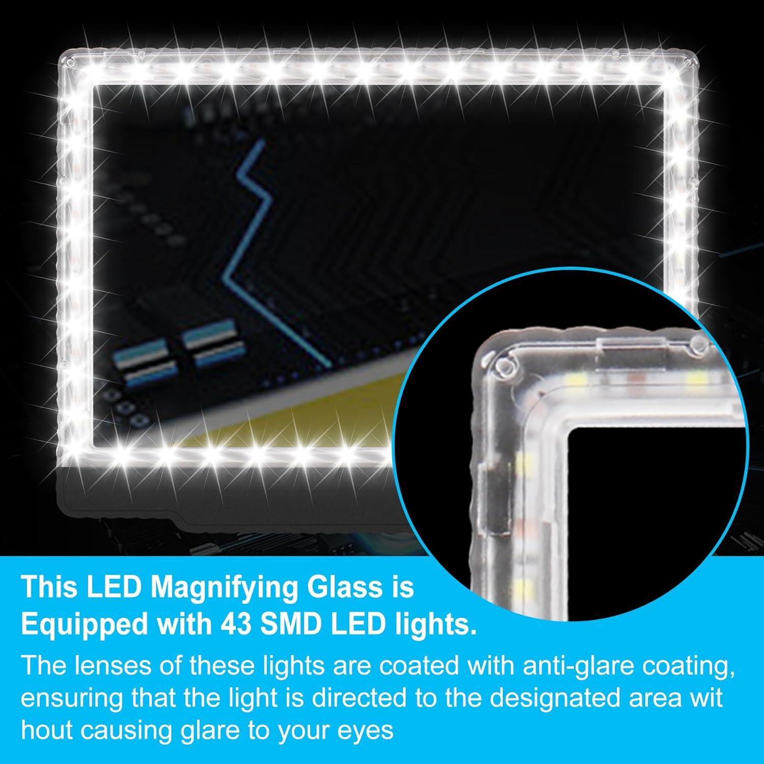 Lupa de Mano Libre JUOIFIP 5X con Luz LED Ajustable