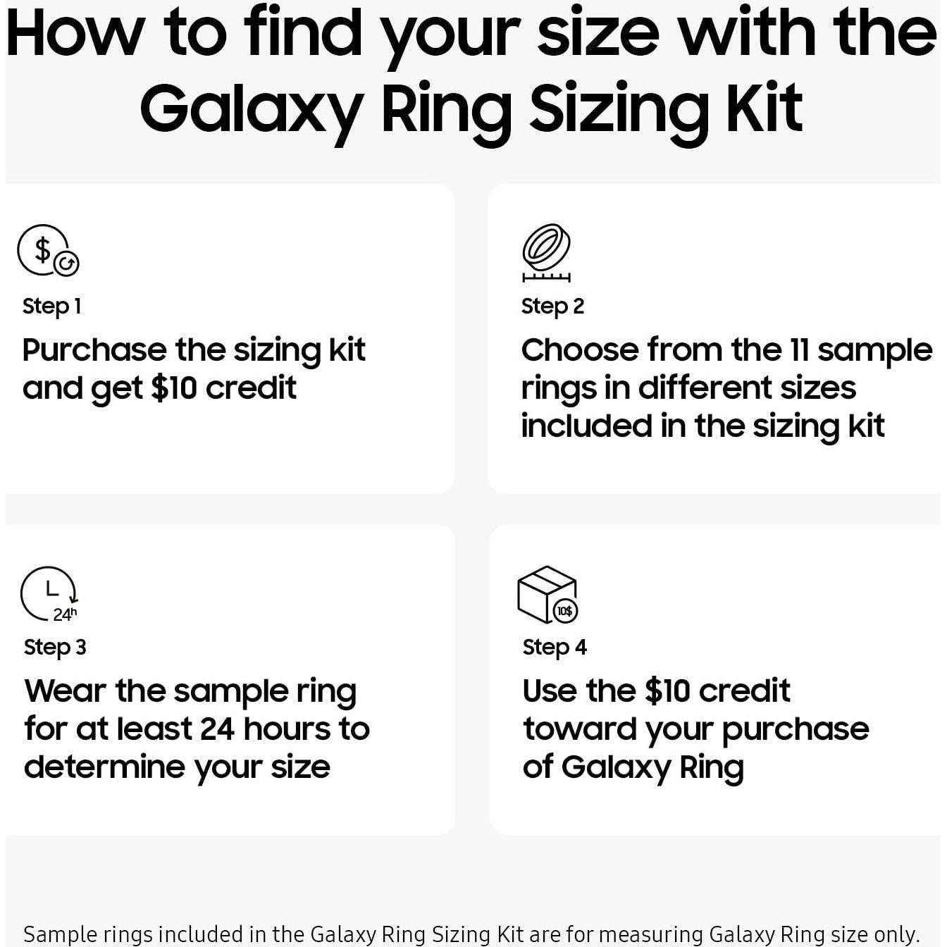 Kit de Tamaño de Anillo SAMSUNG Galaxy - 11 Tamaños de Muestra