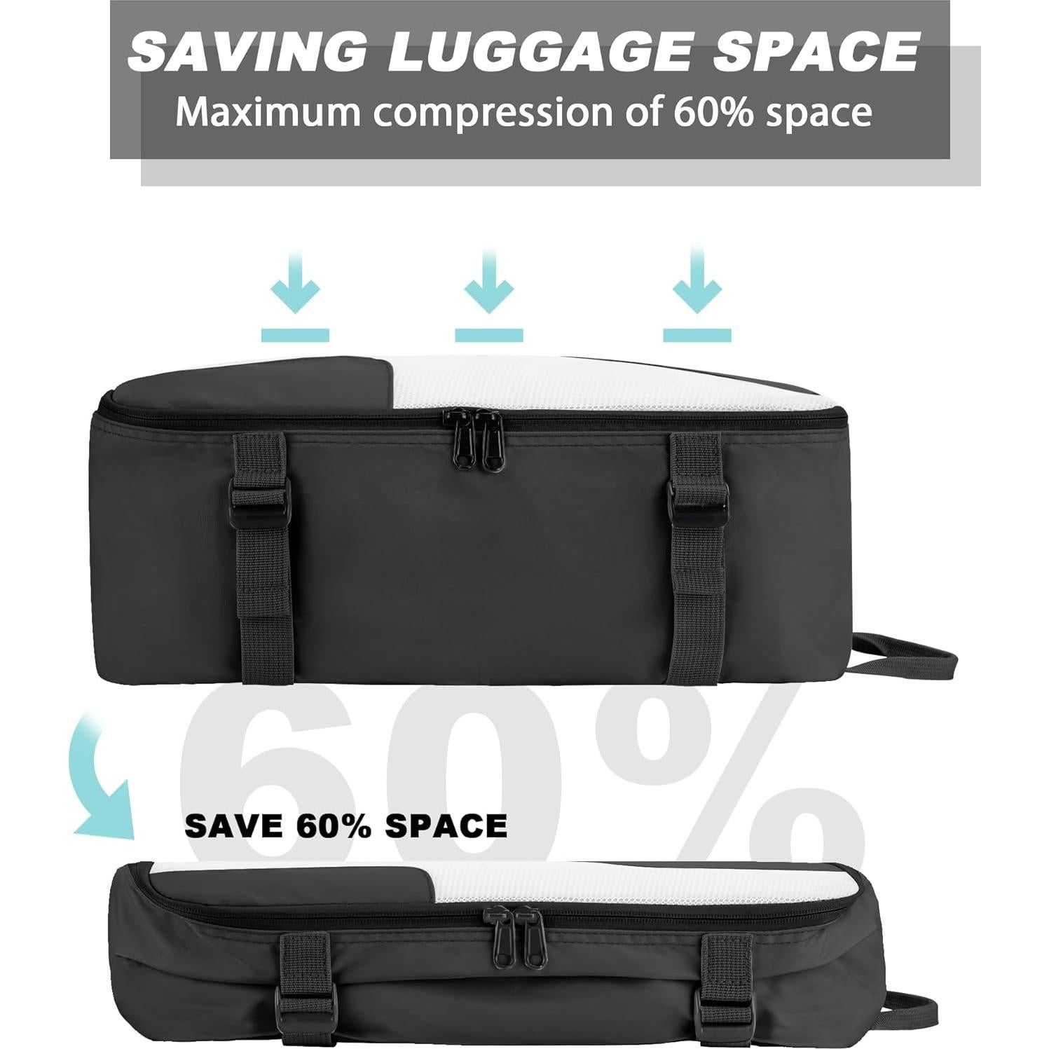 Cubos de Compresión COOSKY 6 Set Organizador de Ropa Negro