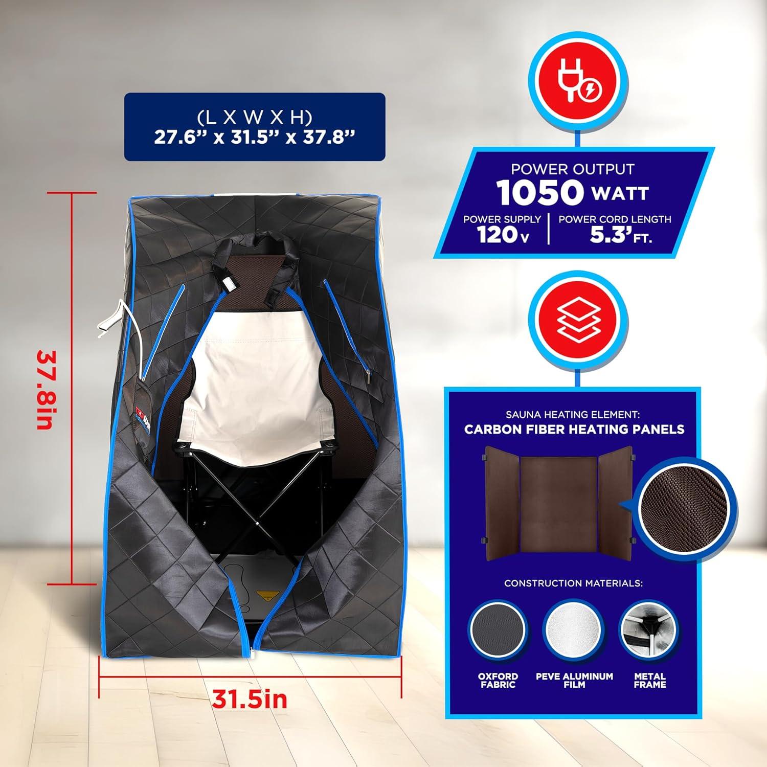 Sauna Infrarroja Plegable Topmaster 1050W 60°C para Hogar