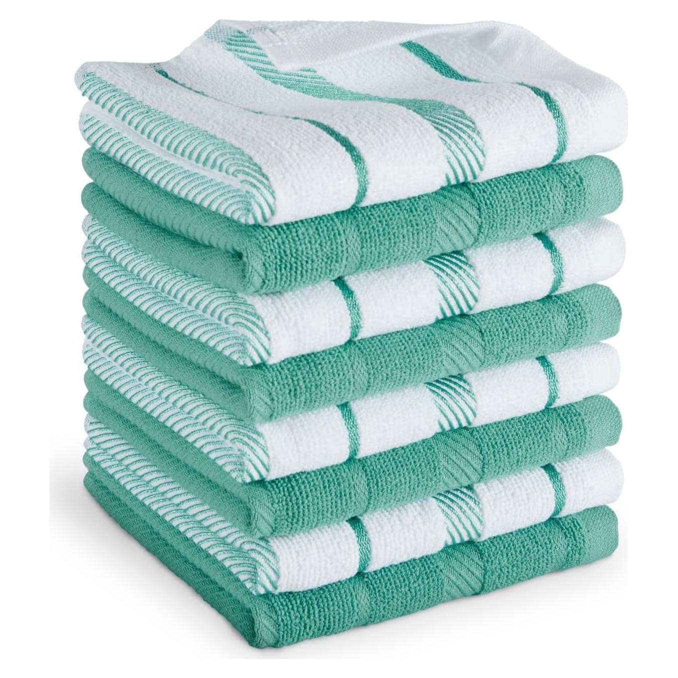 Juego de 8 Paños de Cocina KitchenAid Albany Aqua 30x30cm