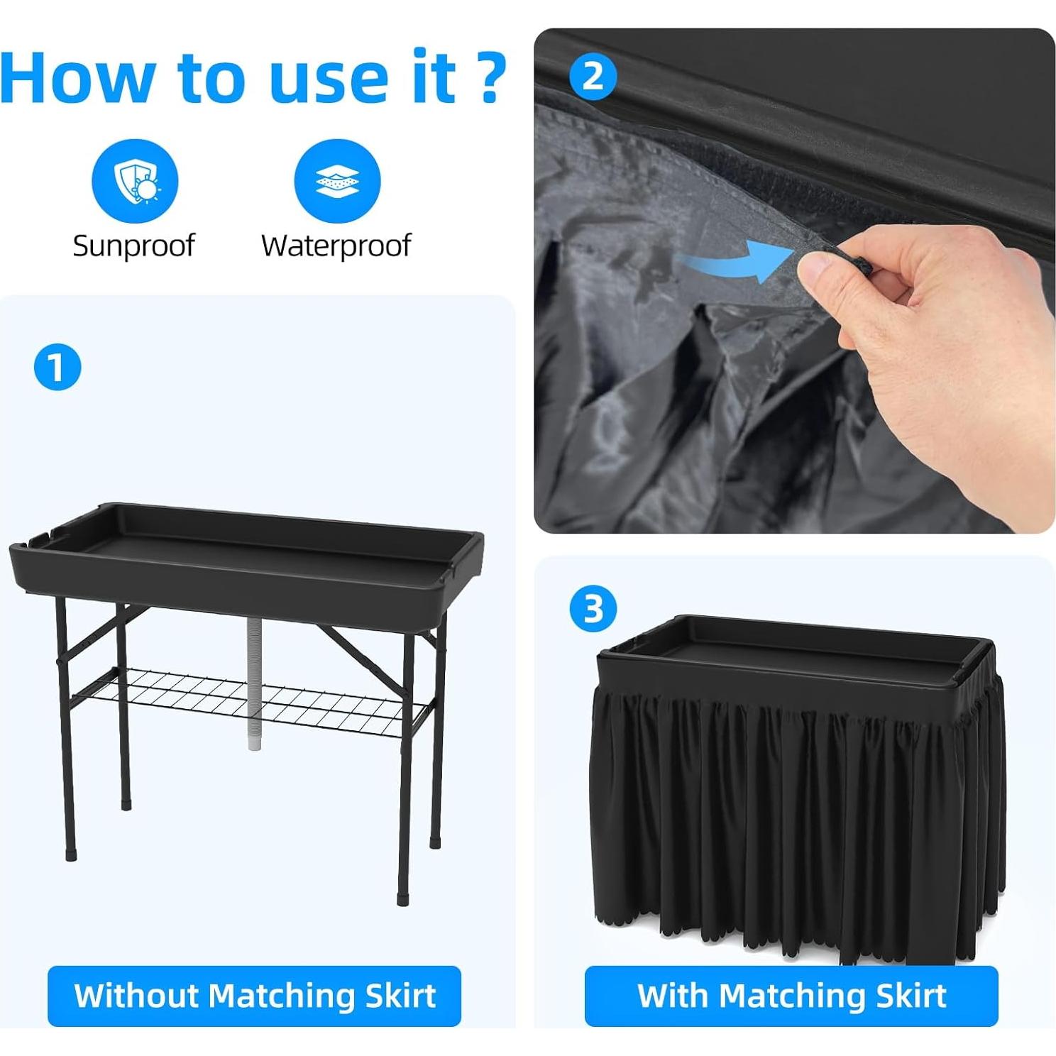 Mesa Enfriadora Plegable SHAREWIN para Bebidas Frías - Negra