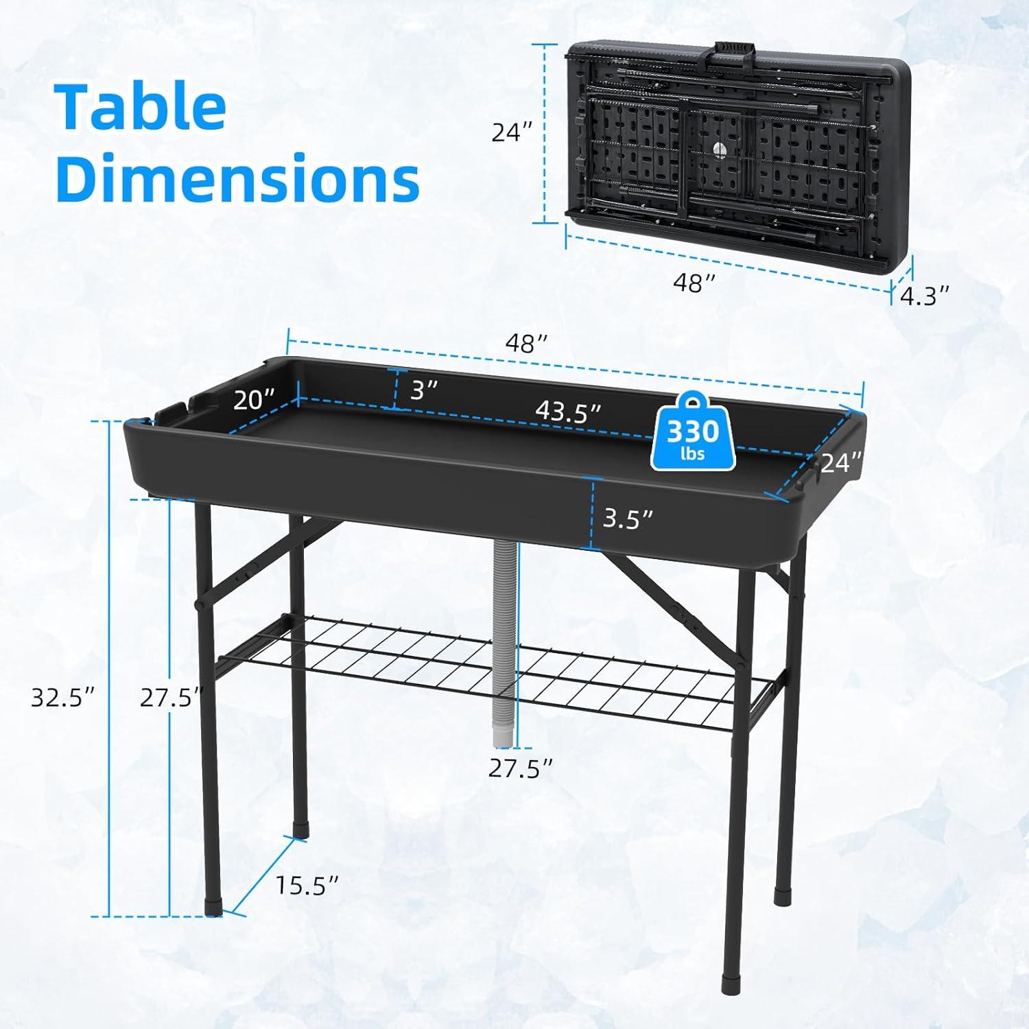 Mesa Enfriadora Plegable SHAREWIN para Bebidas Frías - Negra